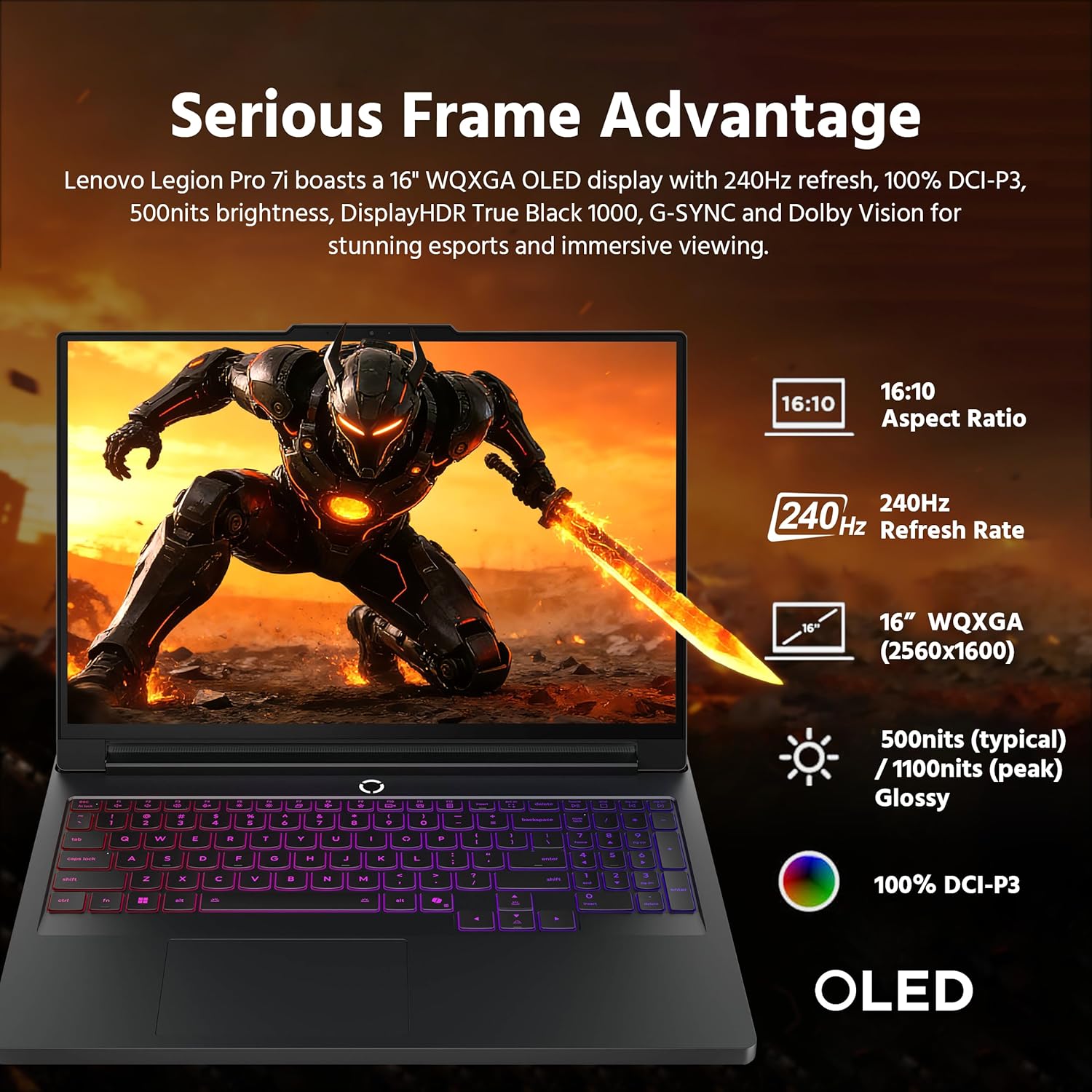LAPTOP LENOVO LEGION PRO 7I 16' WQXGA 240HZ INTEL CORE ULTRA 9 275HX 32GB DDR5 4TB SSD RTX 5080 - 5