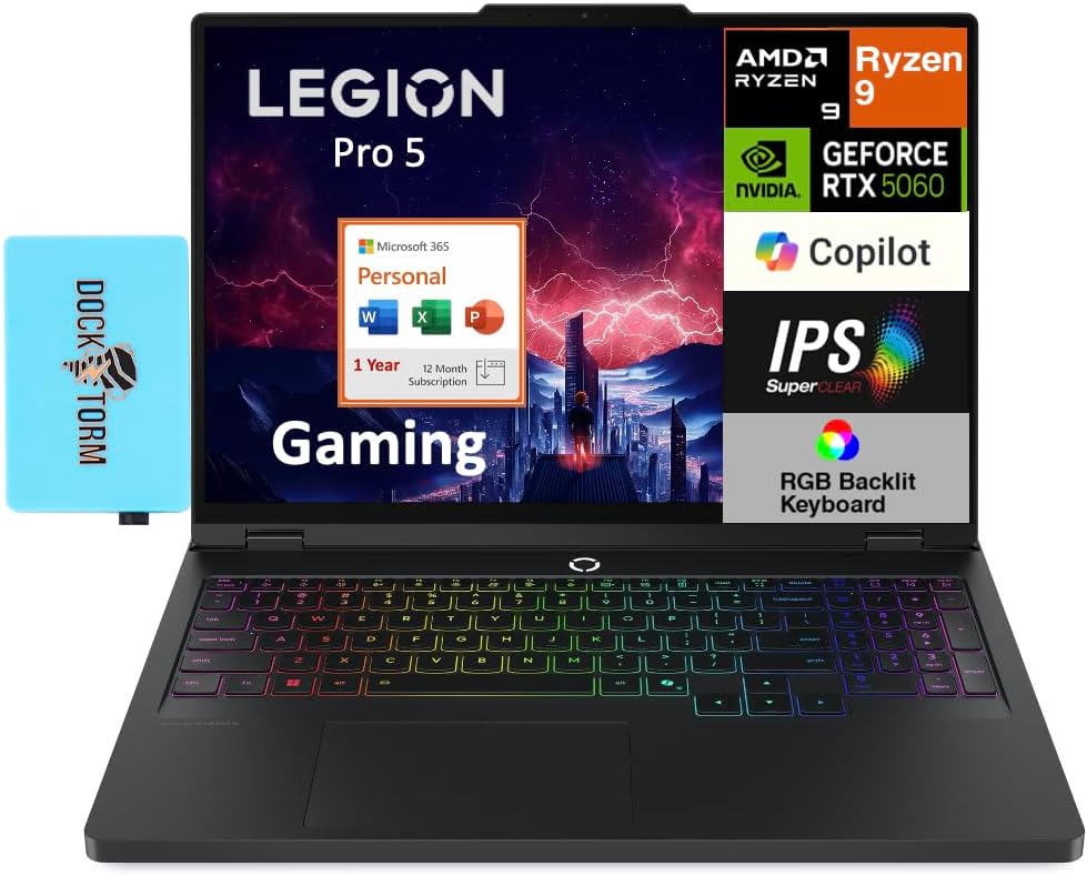 LAPTOP LENOVO LEGION PRO 5 GAMING 16.0' WQXGA RYZEN 9 8945HX RTX 5060 16GB 1TB SSD WIN 11 HOME - 1