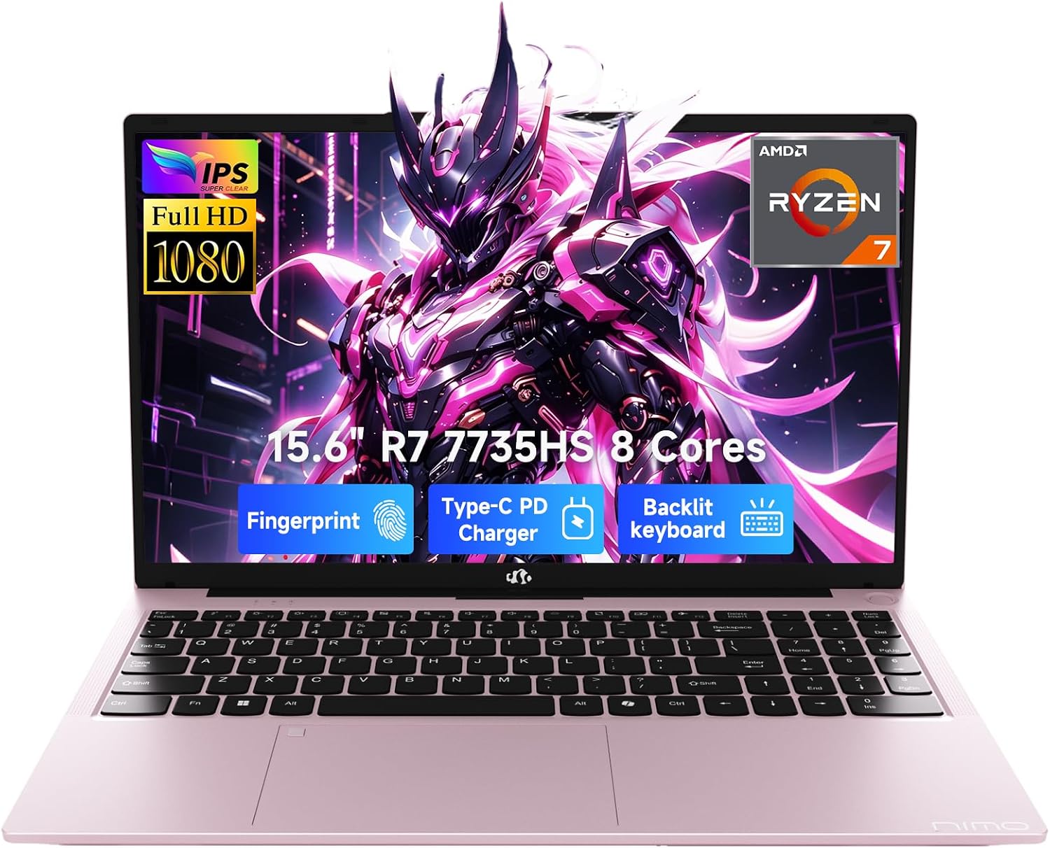 LAPTOP NIMO 15.6 PULGADAS AI LIGHT GAMING RYZEN 7 7735HS 32GB RAM 1TB SSD ORO ROSA - 1
