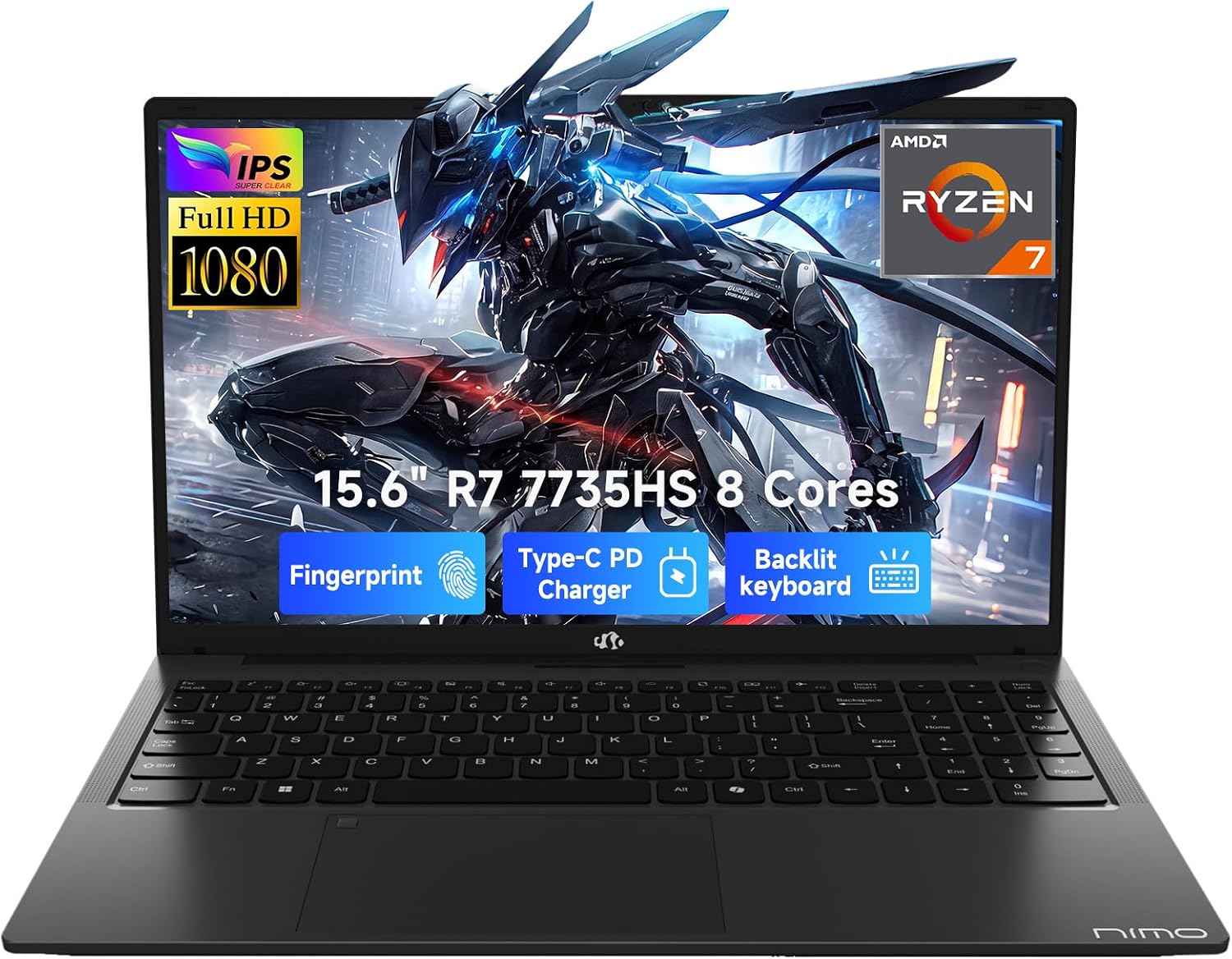 LAPTOP NIMO 15.6' RYZEN 7 7735HS 32GB RAM 1TB SSD NEGRA - 1