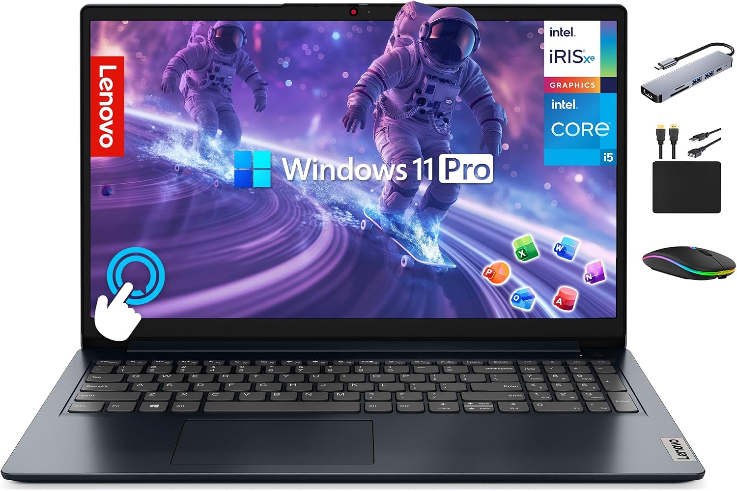 LAPTOP LENOVO IDEAPAD 15.6' FHD TOUCHSCREEN 2025 INTEL CORE I5-1235U 40GB RAM 2.5TB (2TB SSD + 500GB EXT) AZUL - 1
