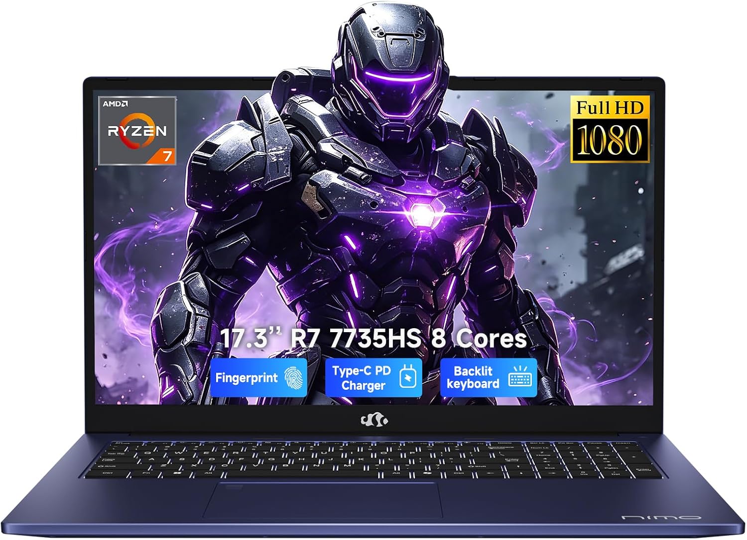 LAPTOP NIMO 17.3 AMD RYZEN 7 7735HS 16GB DDR5 512GB SSD AZUL - 1