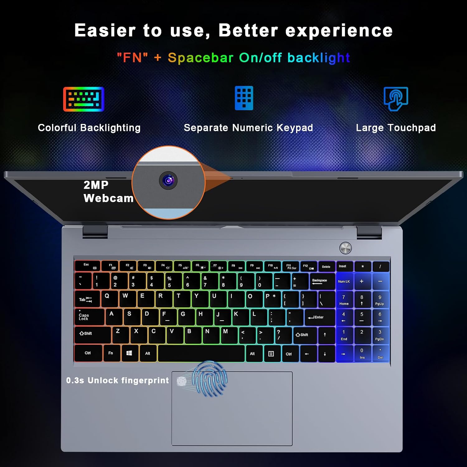 LAPTOP GAMING XNQ 2026 15.6' 16GB DDR4 1TB SSD MX450 N-SERIES 4C/4T WIN 11 PRO RETROILUMINADA - 5