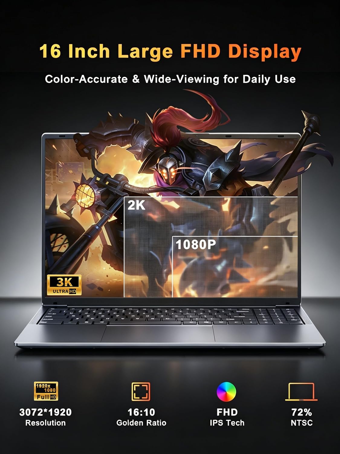 LAPTOP XNQ GAMING 2026 CORE I5 16' 3072X1920 16GB RAM 512GB SSD 1TB TF EXPANDIBLE - 3