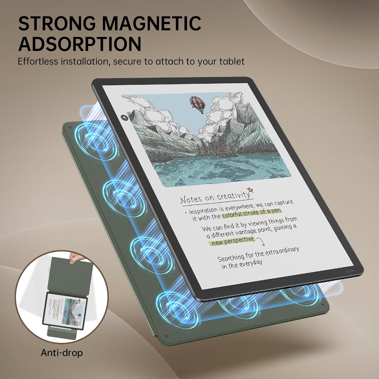 FUNDA MAGNÉTICA MOKO PARA KINDLE SCRIBE 11' 3RA GENERACIÓN Y COLORSOFT 1RA GENERACIÓN CELADÓN - 3
