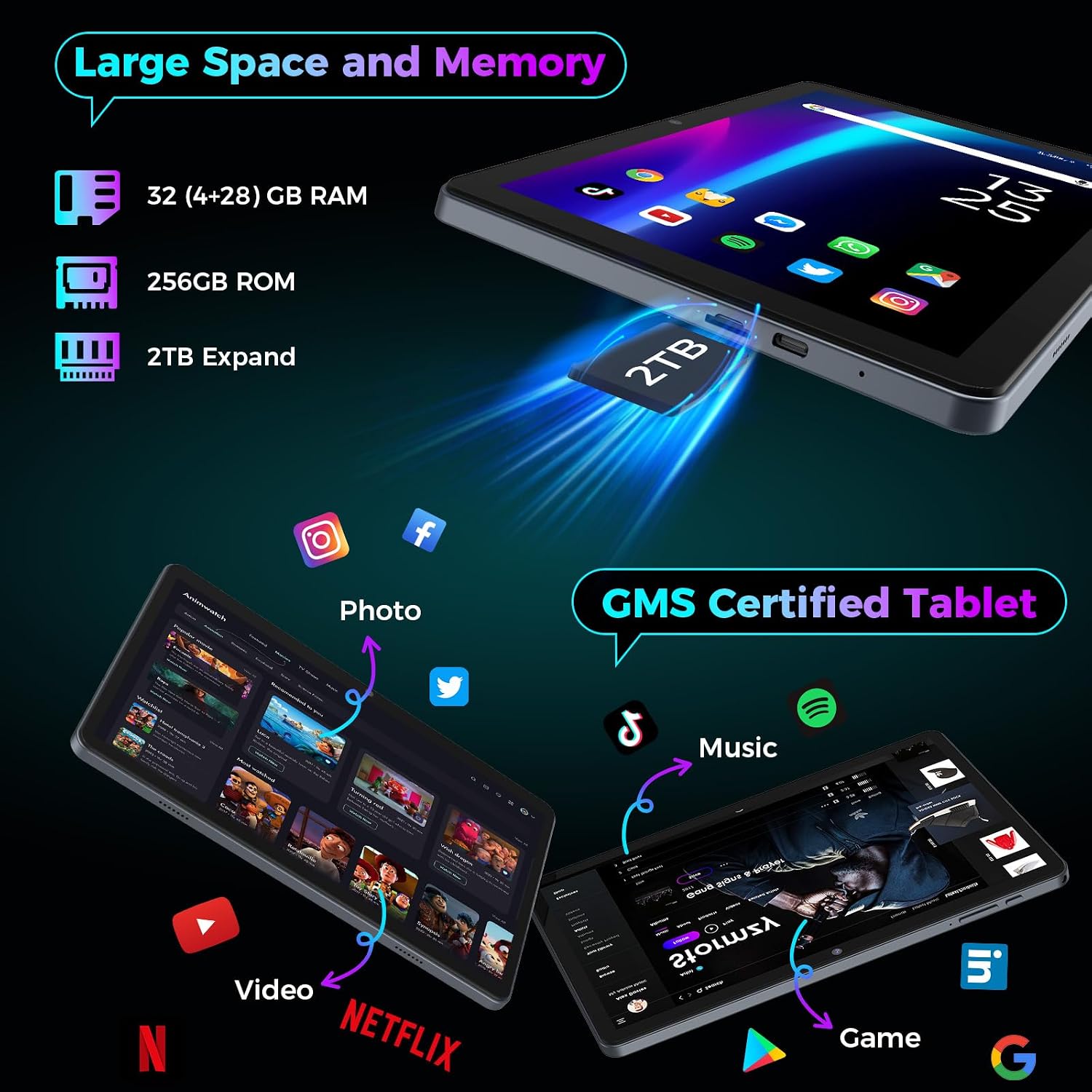 TABLET ANDROID 16 RELNDOO 10 PULGADAS 32GB RAM 256GB ALMACENAMIENTO EXPANDIBLE 2TB - 3