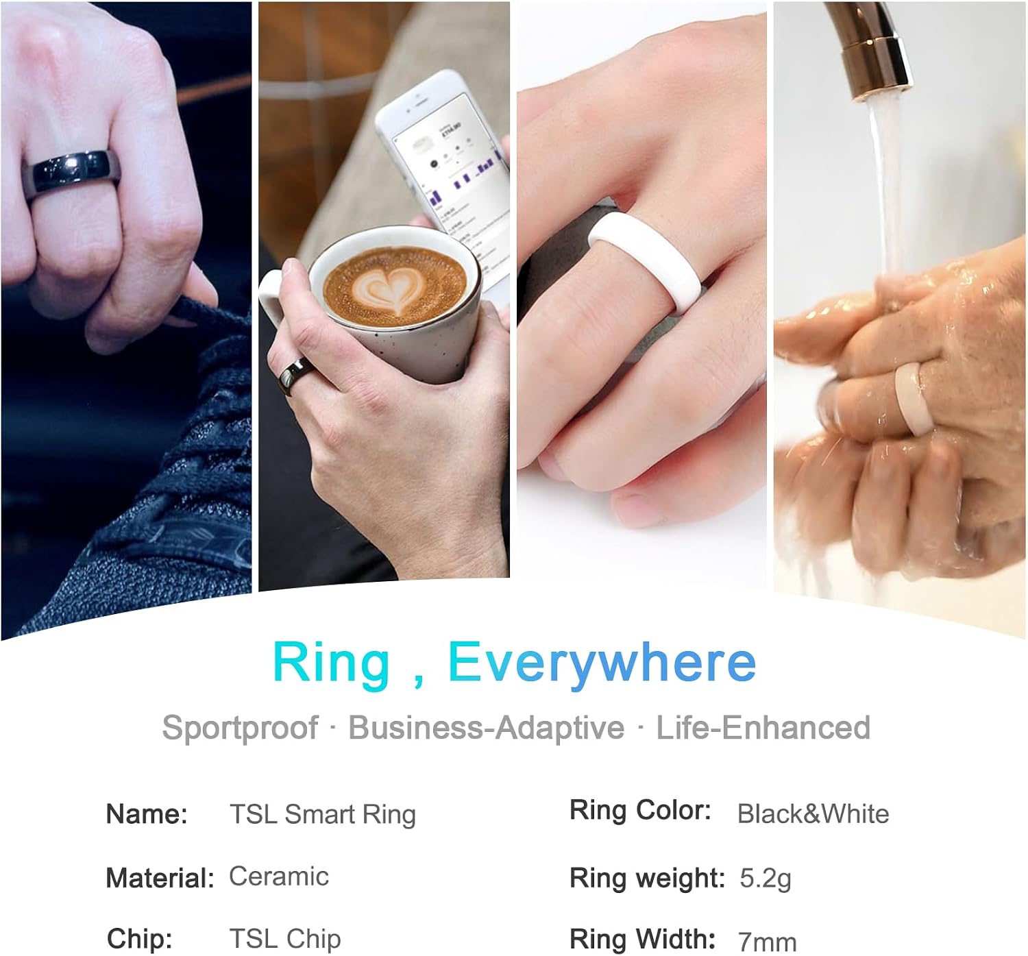 ANILLO INTELIGENTE NEXUVELL TESLA PARA MODEL 3/Y/S CERÁMICA BLANCA TALLA 6 US - 3