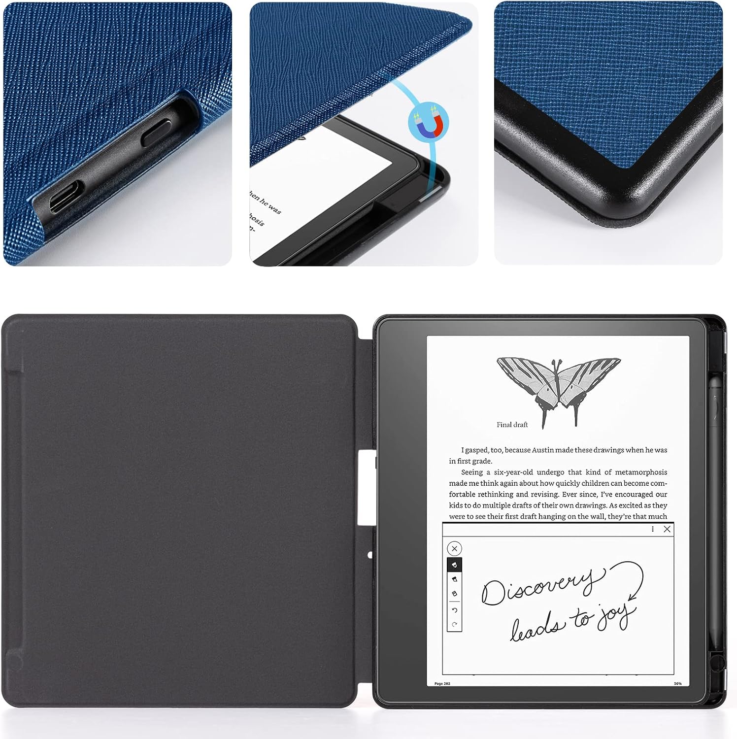FUNDA PARA KINDLE SCRIBE COBAK PU LEATHER CON AUTO SLEEP WAKE Y SOPORTE PARA LÁPIZ 10.2' 2022 Y 2024 - 4