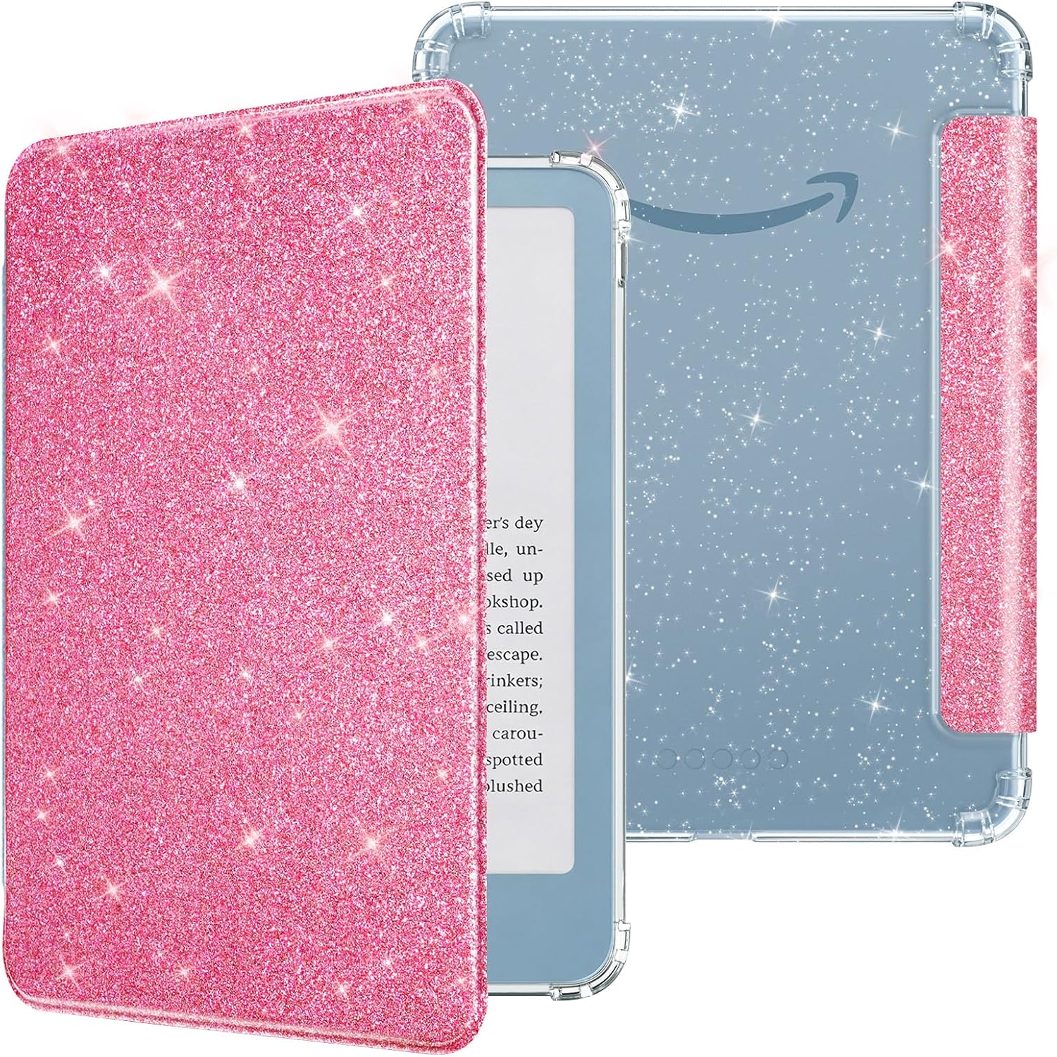 FUNDA MOKO PARA KINDLE BASIC 6' 12ª GENERACIÓN 2026 ROSA GLITTER - 1