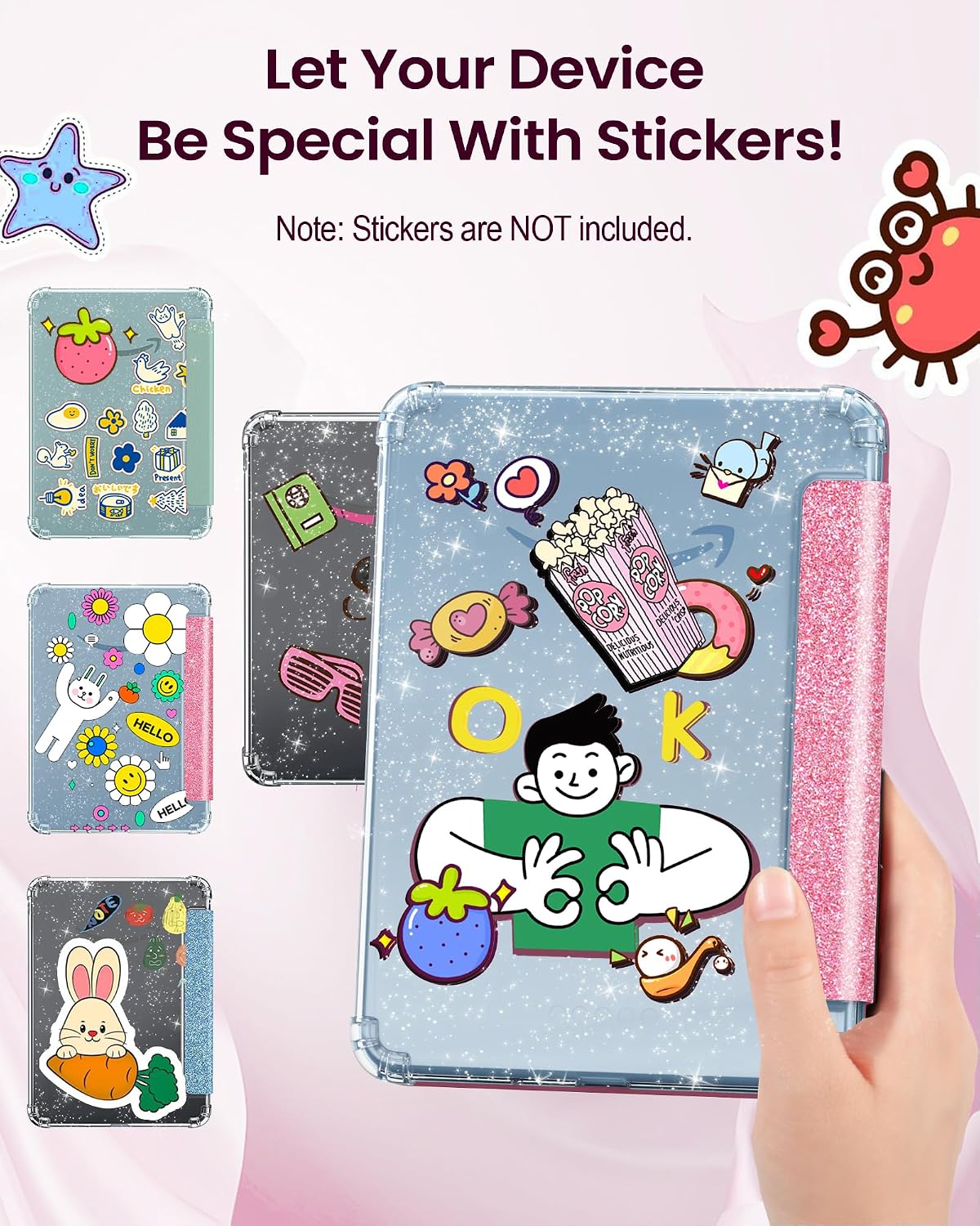FUNDA MOKO PARA KINDLE BASIC 6' 12ª GENERACIÓN 2026 ROSA GLITTER - 4