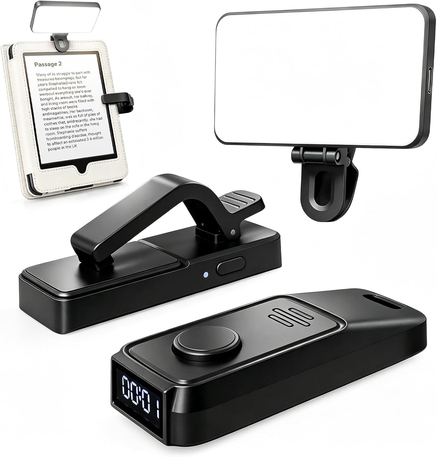 CONTROL REMOTO PARA KINDLE SYCELU K3 NEGRO CON LUZ Y TEMPORIZADOR DE LECTURA - 1