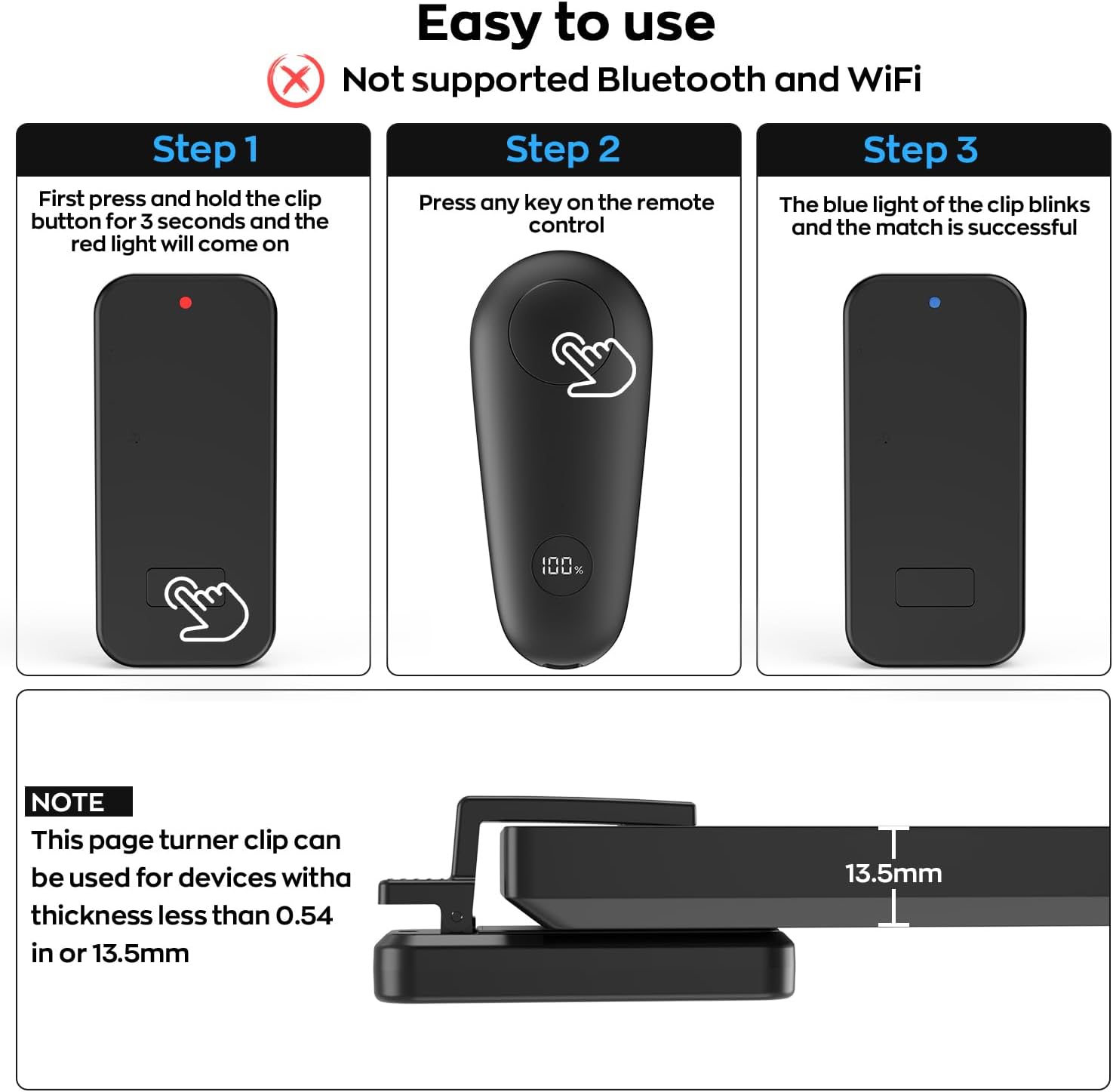 CONTROL REMOTO PARA PASAR PÁGINAS GEKVIVE PARA KINDLE PAPERWHITE SCRIBE - 4