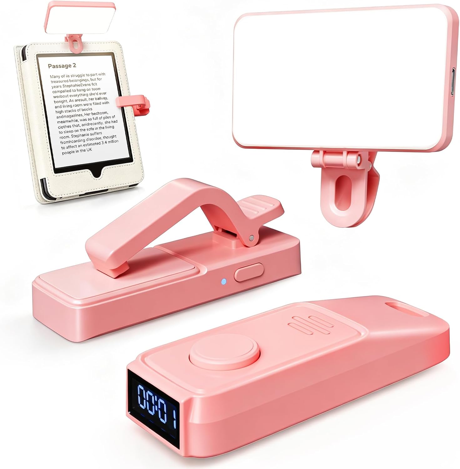 CONTROL REMOTO SYCELU K3 PARA KINDLE CON LUZ PARA LECTURA Y TEMPORIZADOR ROSA - 1