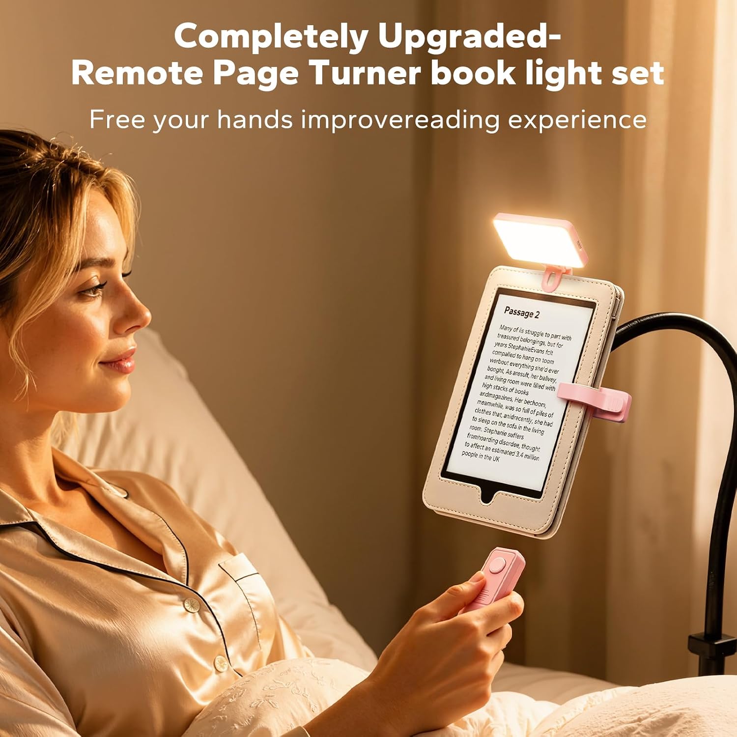 CONTROL REMOTO SYCELU K3 PARA KINDLE CON LUZ PARA LECTURA Y TEMPORIZADOR ROSA - 2