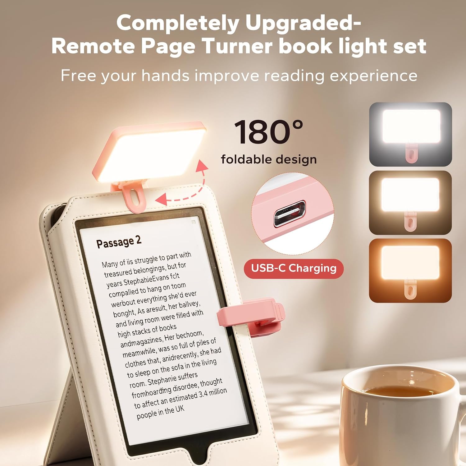 CONTROL REMOTO SYCELU K3 PARA KINDLE CON LUZ PARA LECTURA Y TEMPORIZADOR ROSA - 5