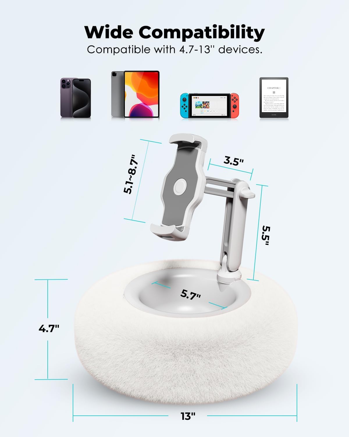 SOPORTE PARA TABLET VIOZON MODELO PILLOW COMPATIBLE 4.7-13 PULGADAS BLANCO - 3