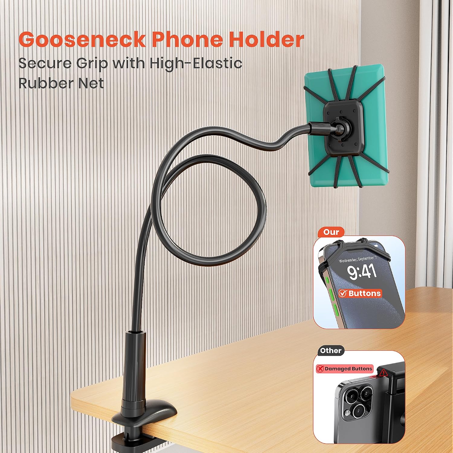 SOPORTE GOOSENECK PARA KINDLE Y CELULAR NUSICAN 4 A 8 PULGADAS - 3