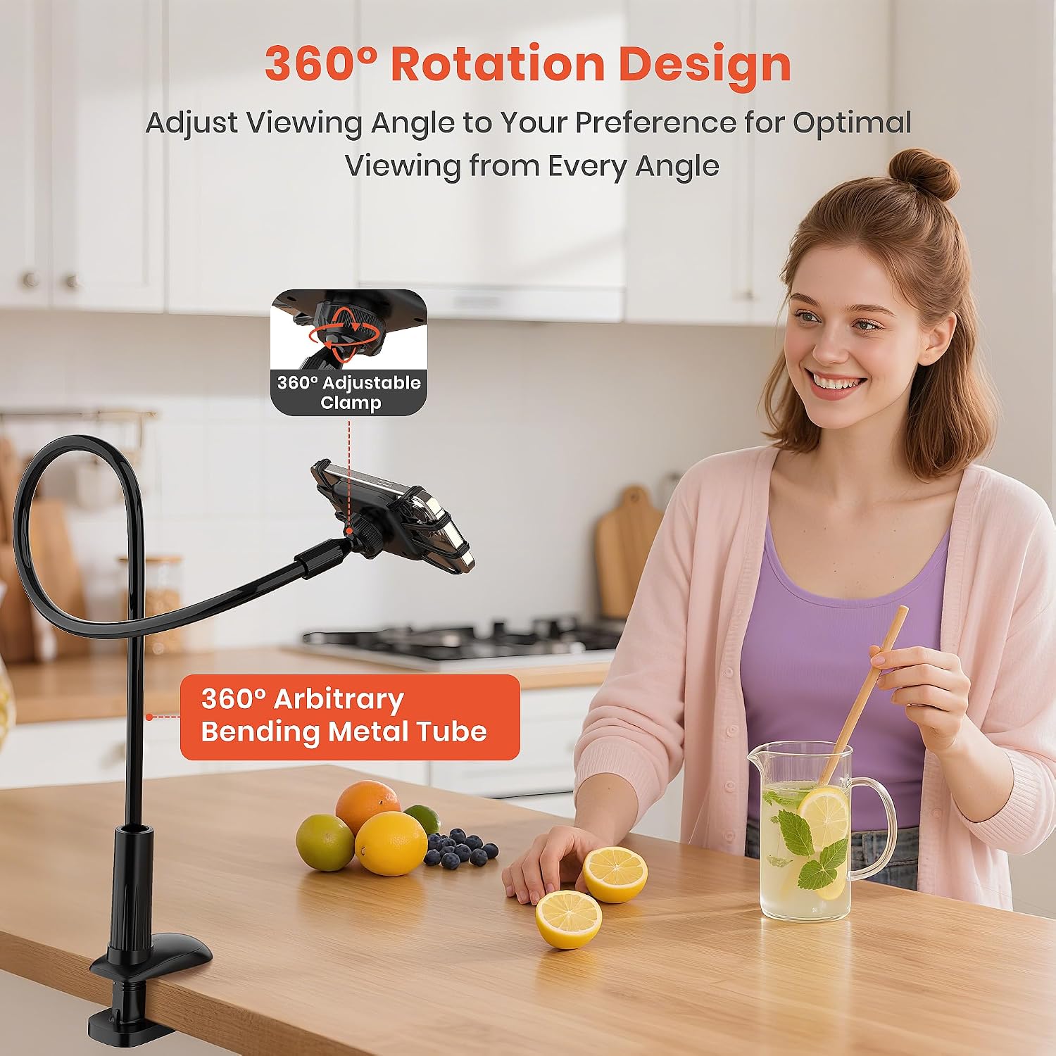 SOPORTE GOOSENECK PARA KINDLE Y CELULAR NUSICAN 4 A 8 PULGADAS - 4