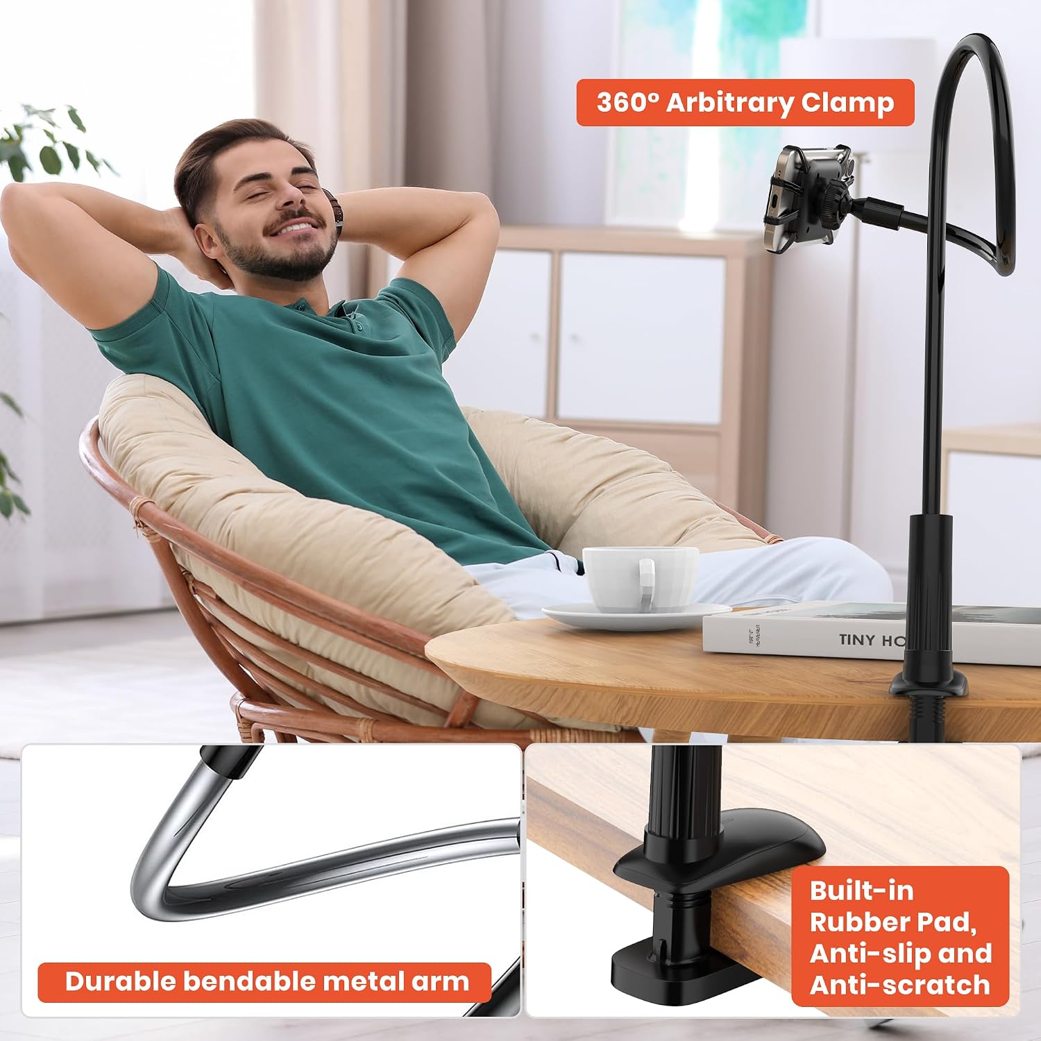 SOPORTE GOOSENECK PARA KINDLE Y CELULAR NUSICAN 4 A 8 PULGADAS - 5