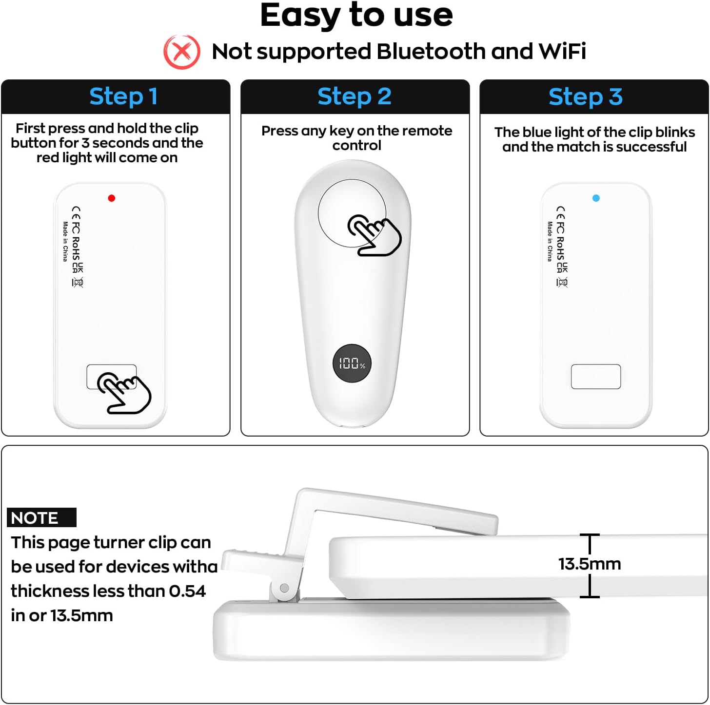 CONTROL REMOTO PARA PASAR PÁGINAS GEKVIVE PARA KINDLE PAPERWHITE SCRIBE - 4