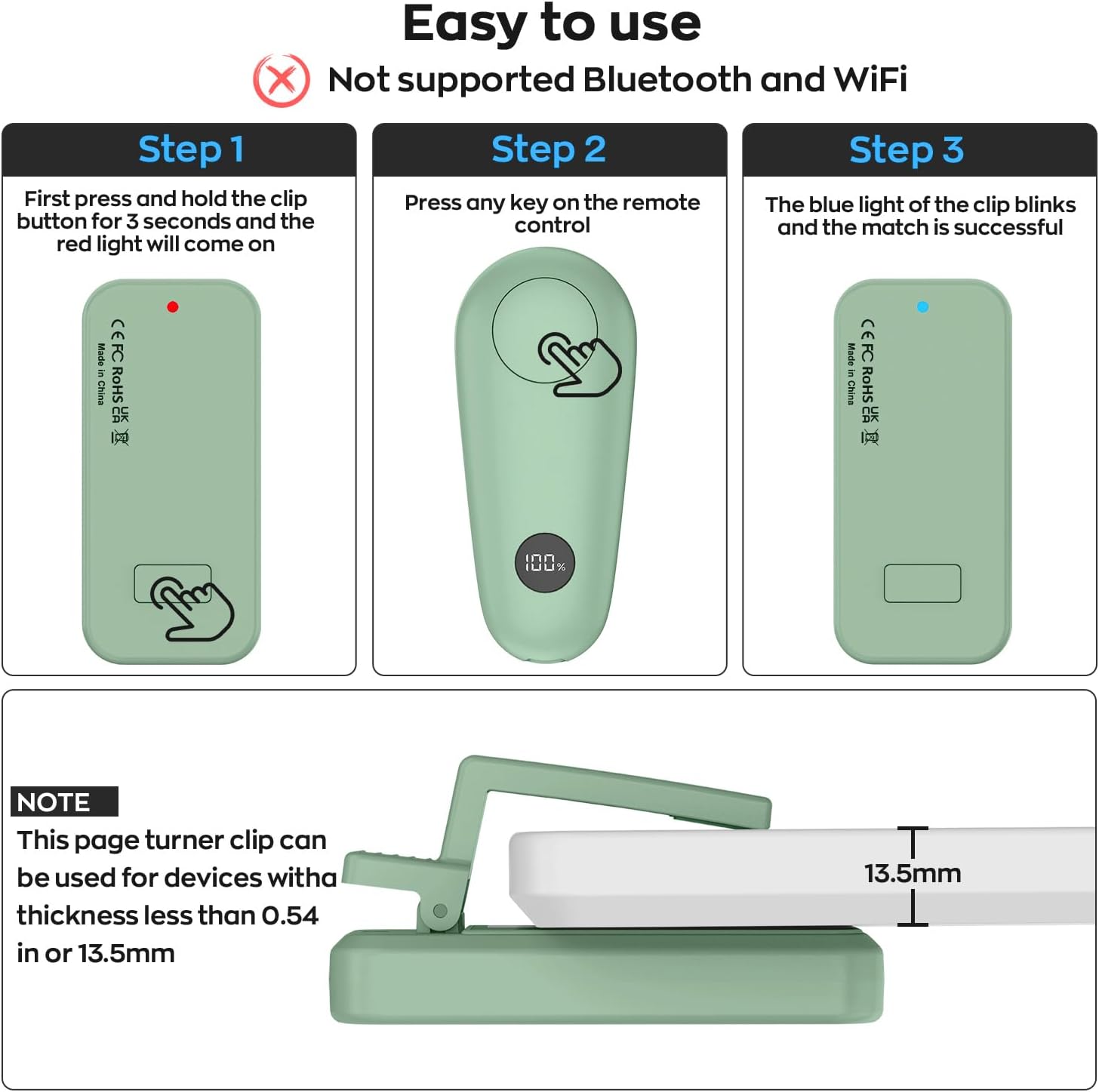 CONTROL REMOTO PARA PASAR PÁGINAS GEKVIVE PARA KINDLE PAPERWHITE Y SCRIBE - 5