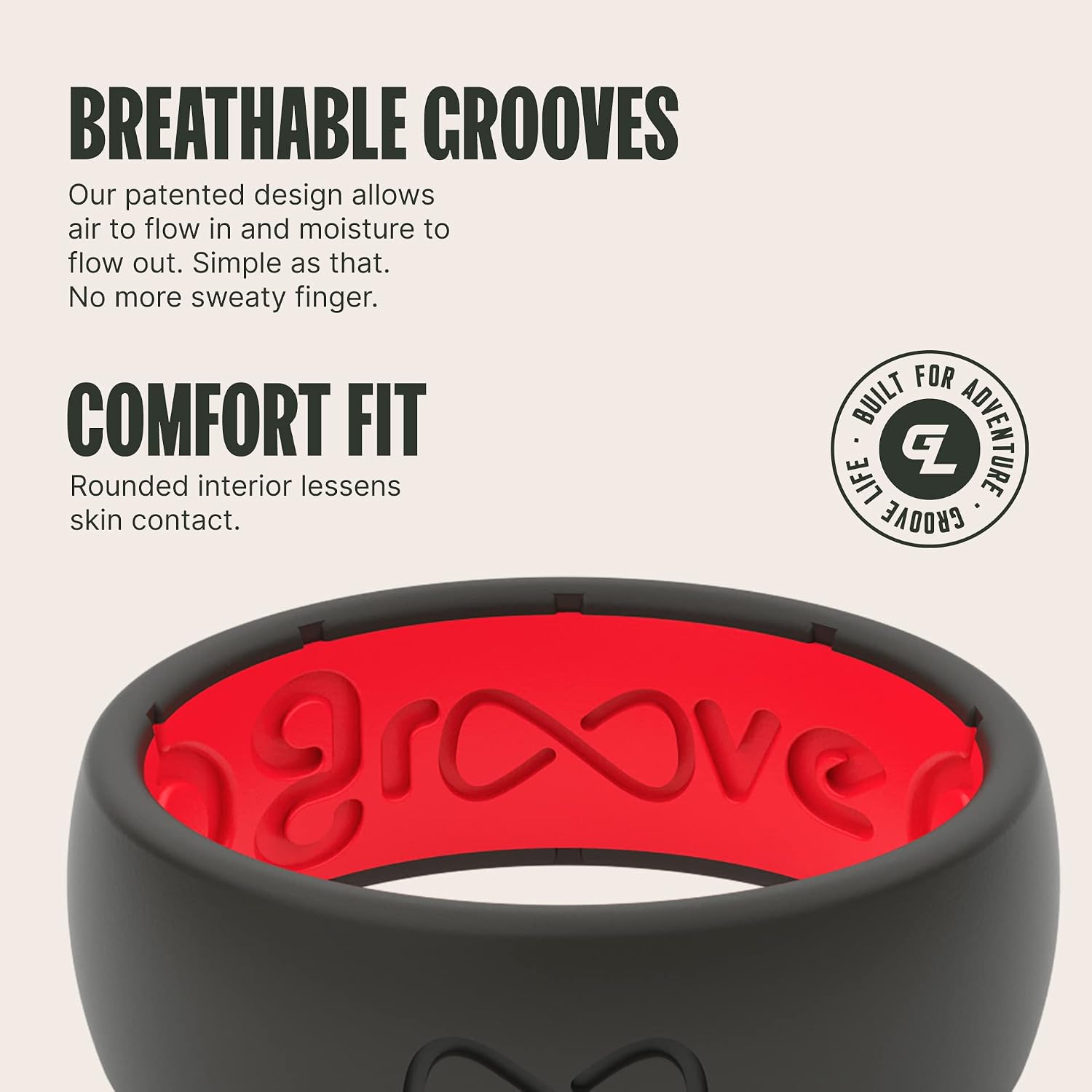 ANILLO DE SILICONA PARA HOMBRE GROOVE LIFE FLEXIBLE Y TRANSPIRABLE - 3