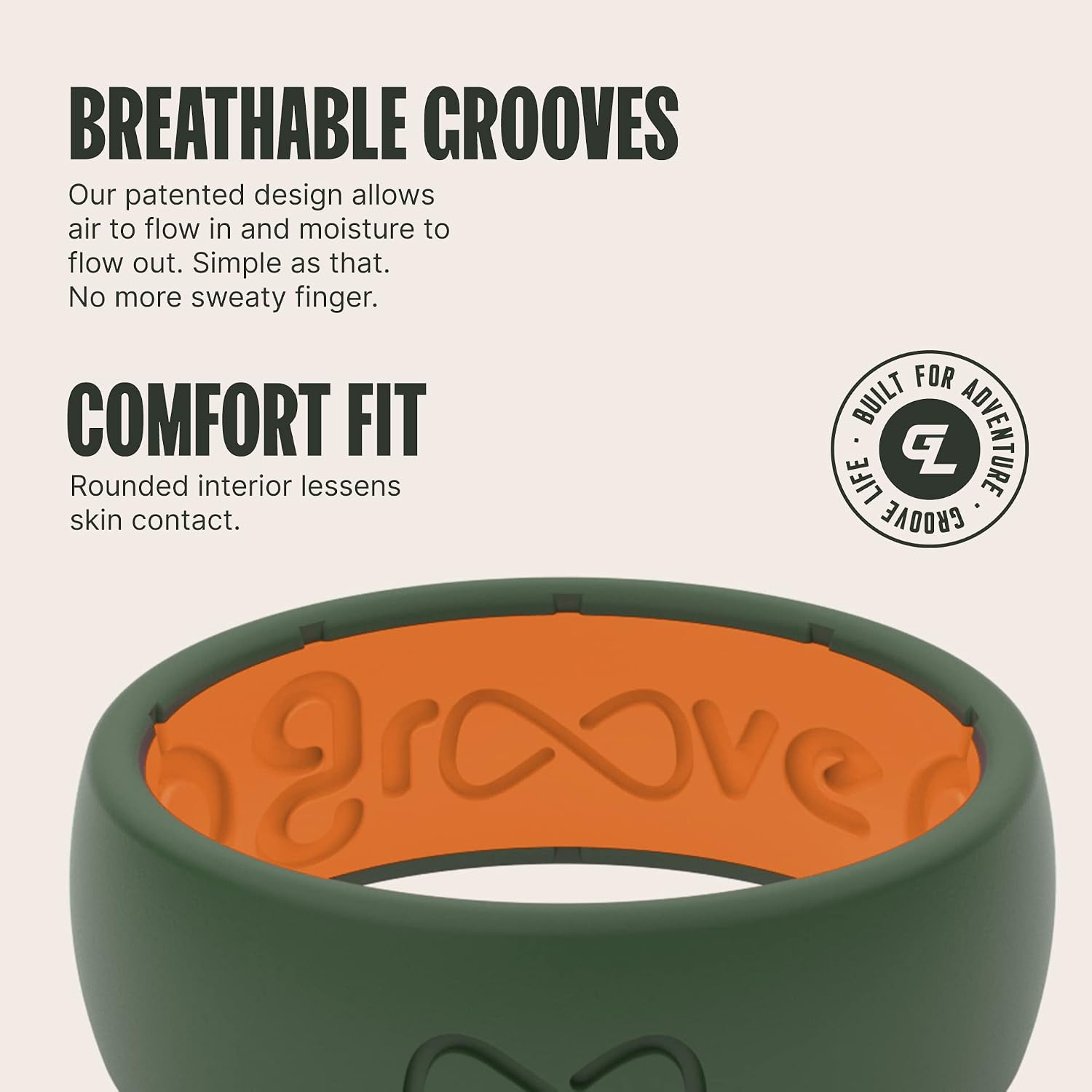 ANILLO DE SILICONA PARA HOMBRE GROOVE LIFE TALLA 11 FLEXIBLE Y TRANSPIRABLE - 3