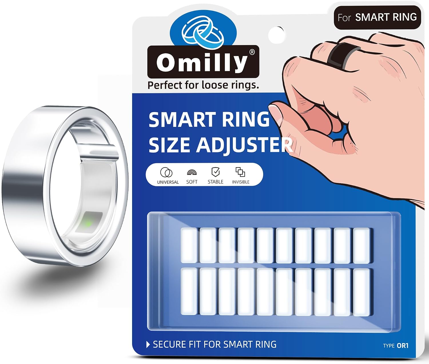 AJUSTADOR DE TALLA PARA ANILLOS INTELIGENTES OMILLY TRANSPARENTE 120 PIEZAS - 1