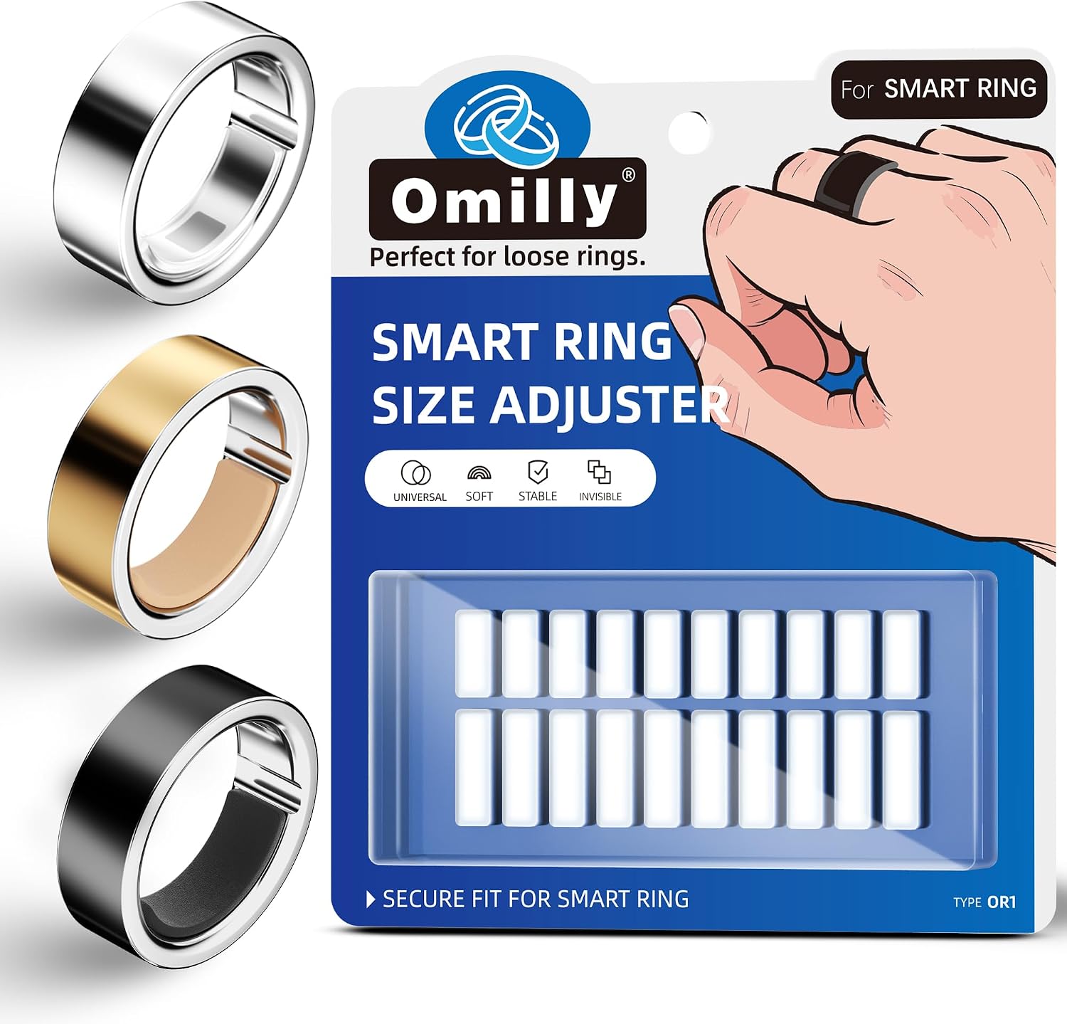 AJUSTADOR DE TALLA PARA ANILLOS INTELIGENTES OMILLY KIT 120 PIEZAS - 1