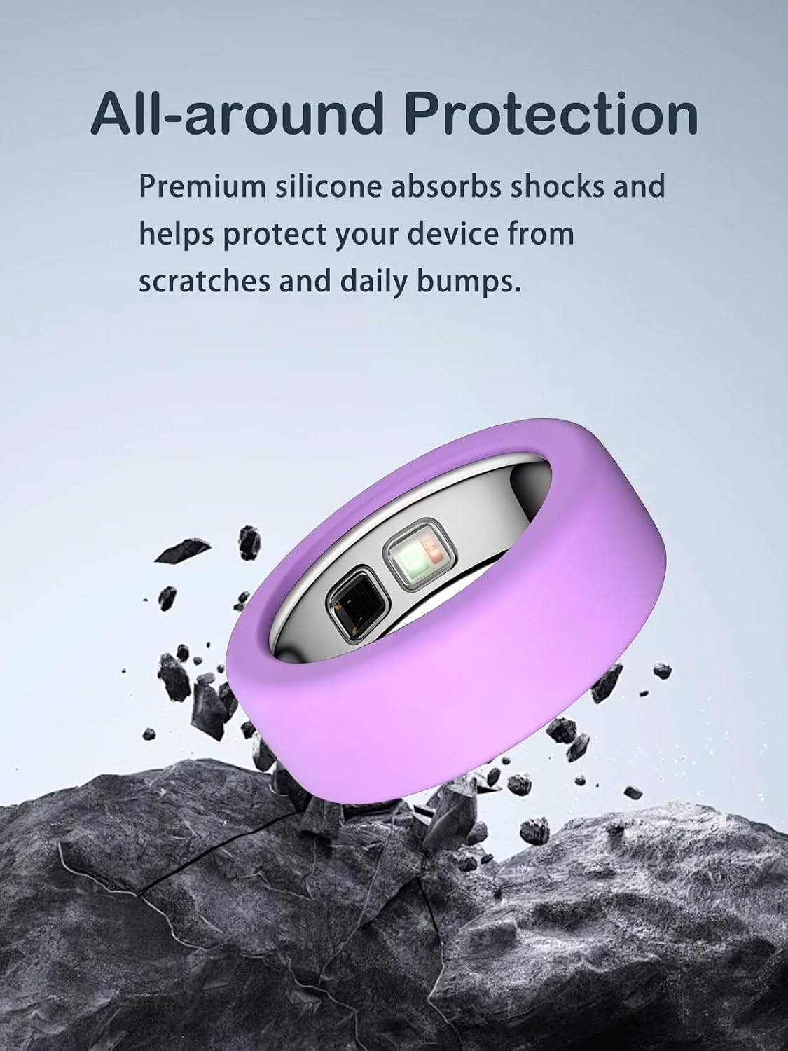 FUNDA DE SILICONA PARA OURA RING 5 UYRUREL M 10-13 MINT GREEN Y PURPLE 2 UNIDADES - 3