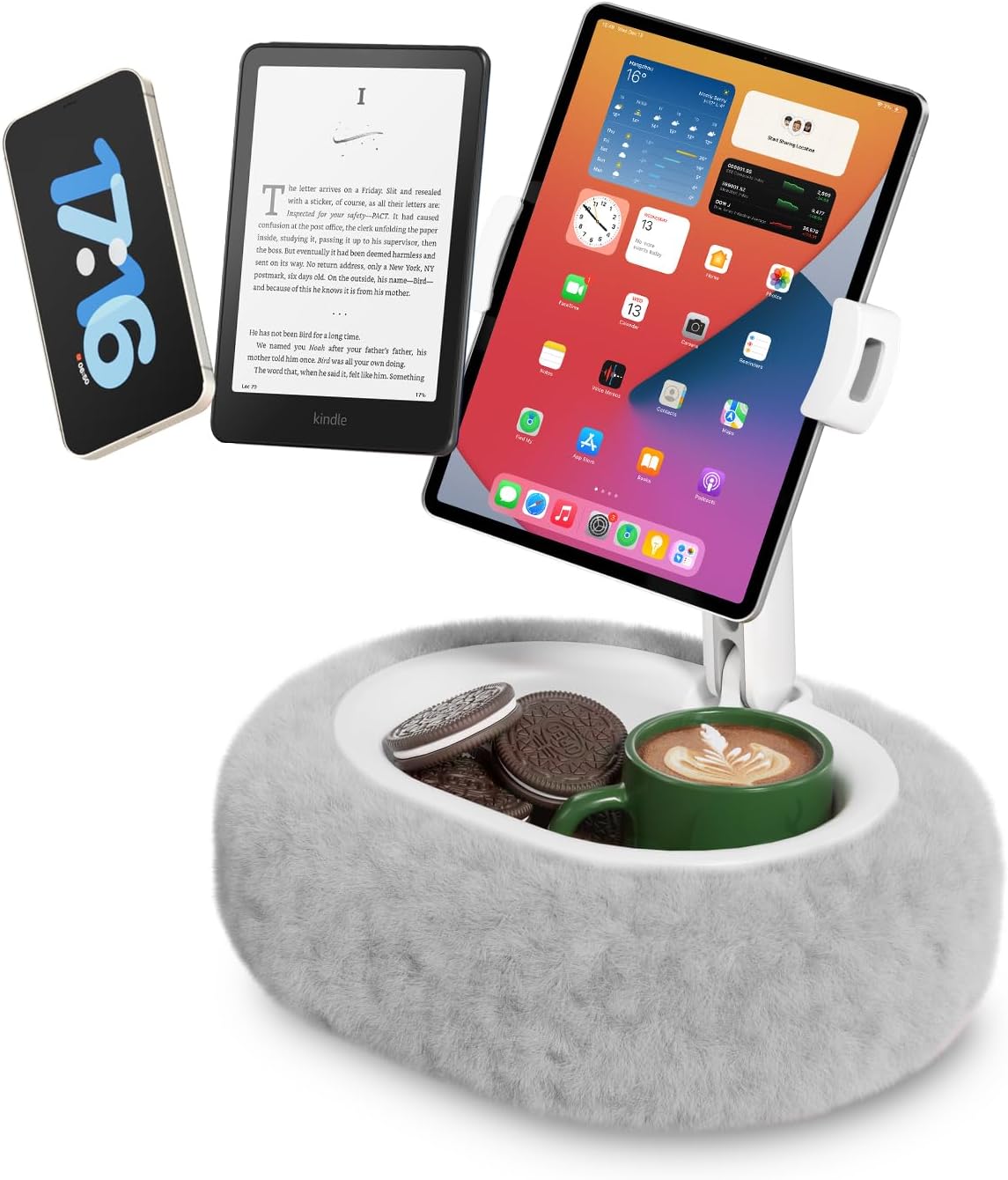 SOPORTE PARA TABLET VIOZON MODELO PILLOW STAND COMPATIBLE 4-11 PULGADAS COLOR GRIS - 1