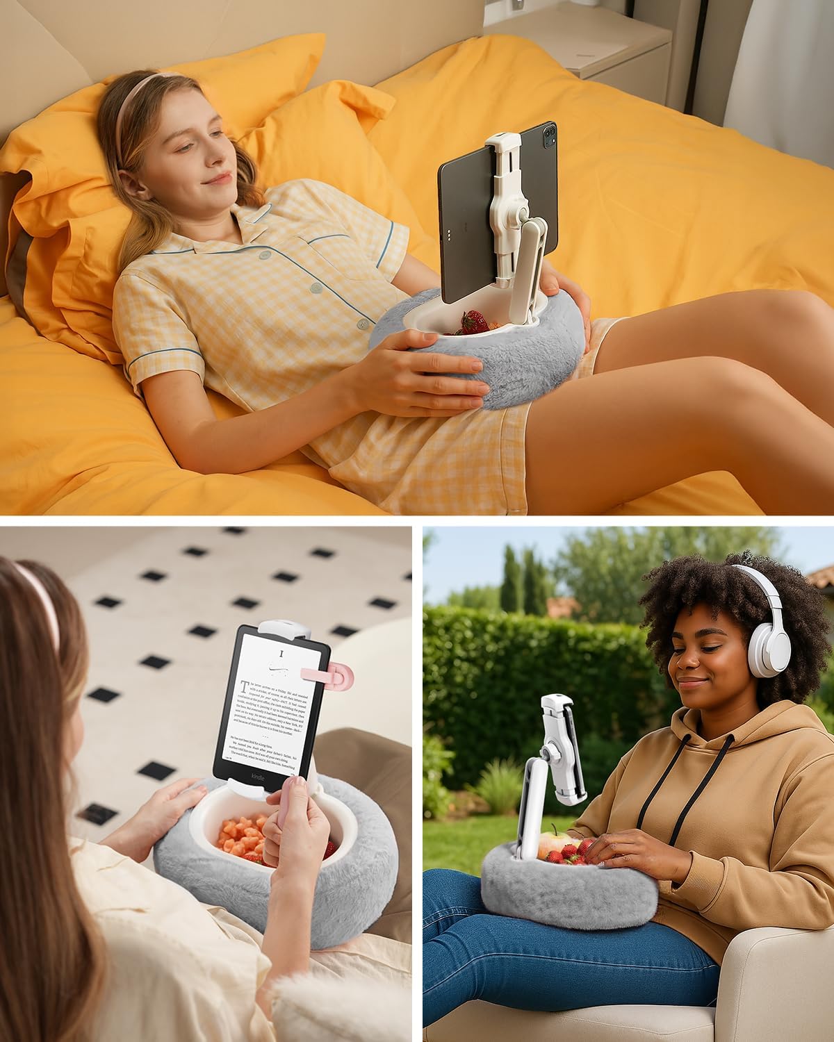 SOPORTE PARA TABLET VIOZON MODELO PILLOW STAND COMPATIBLE 4-11 PULGADAS COLOR GRIS - 2