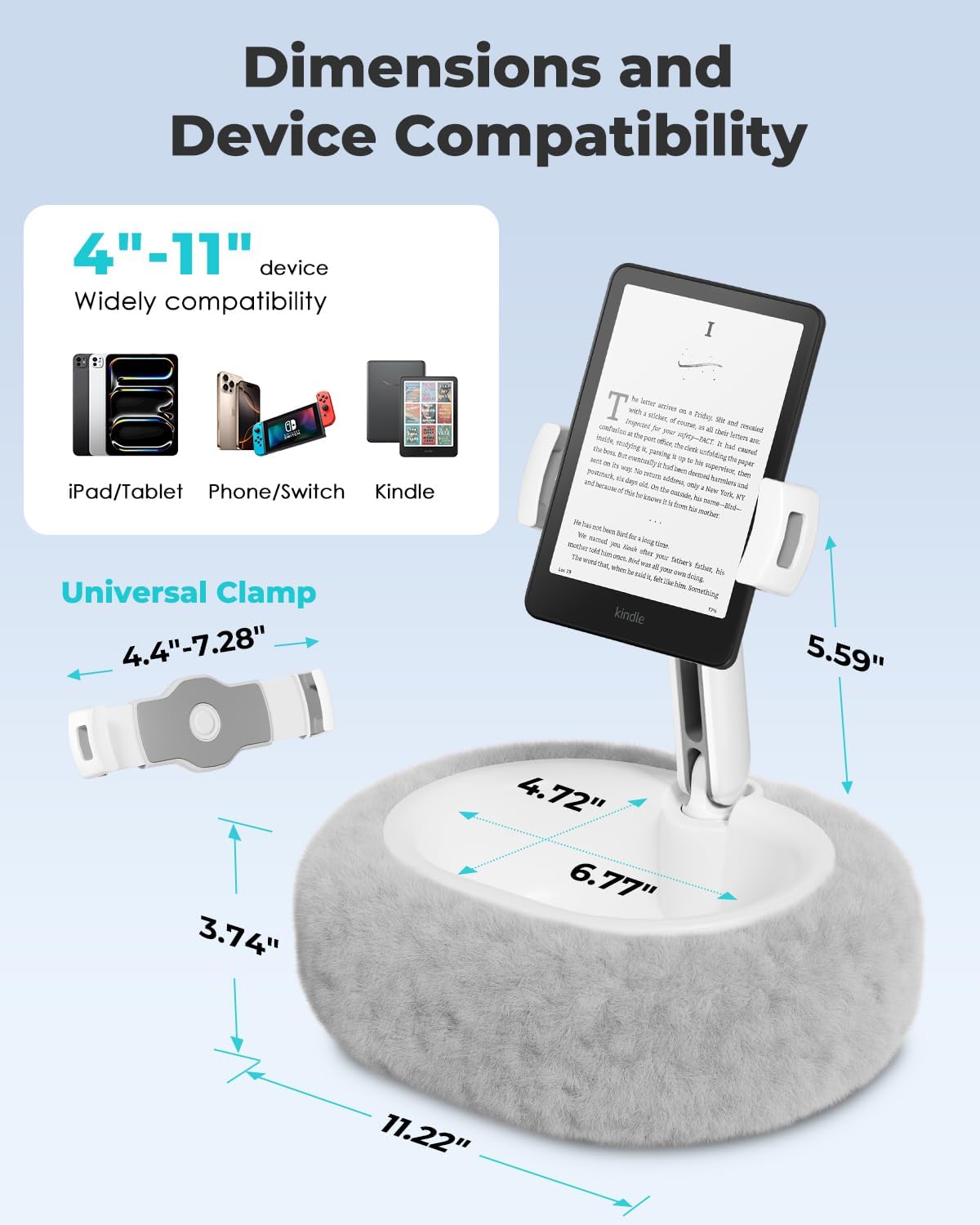 SOPORTE PARA TABLET VIOZON MODELO PILLOW STAND COMPATIBLE 4-11 PULGADAS COLOR GRIS - 4