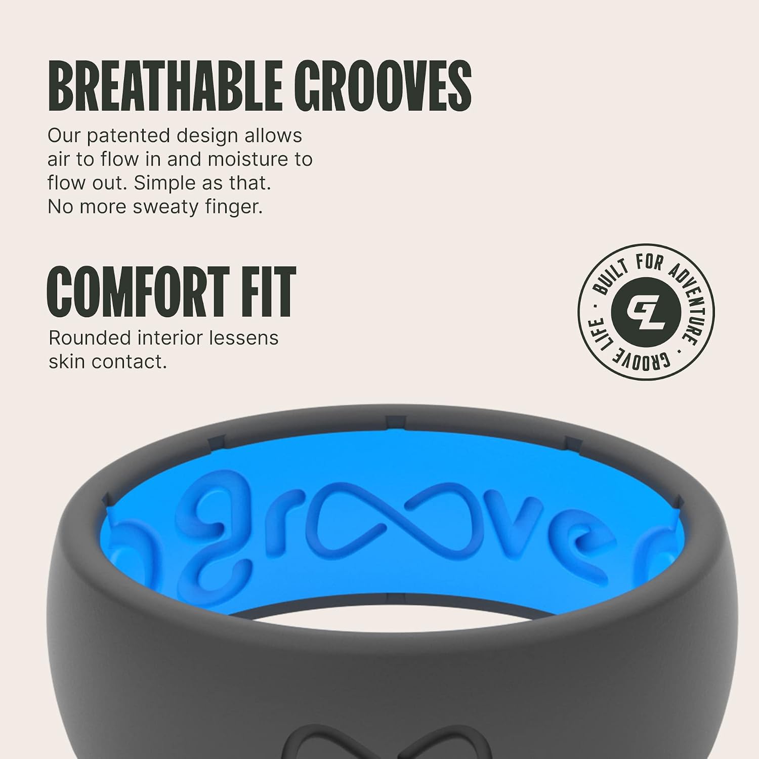 ANILLO DE SILICONA PARA HOMBRE GROOVE LIFE FLEXIBLE Y TRANSPIRABLE - 3
