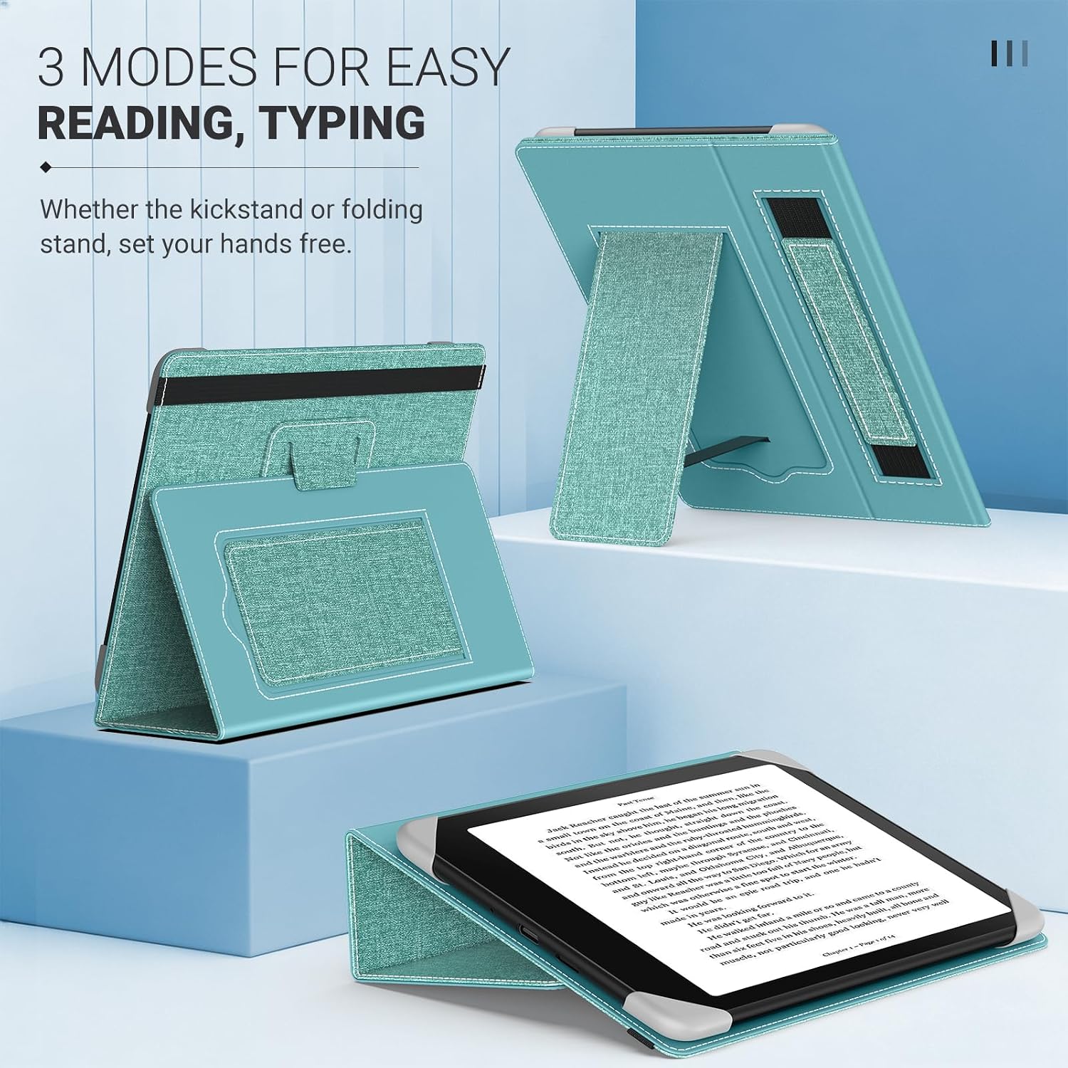 FUNDA UNIVERSAL MOKO PARA EREADERS Y TABLETS 6.8-7 PULGADAS DENIM VERDE - 5