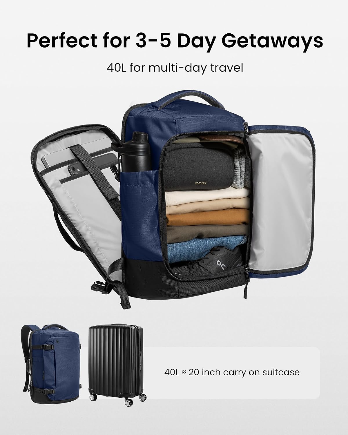 MOCHILA DE VIAJE TOMTOC TRAVEL BACKPACK 40L TSA FRIENDLY - 3