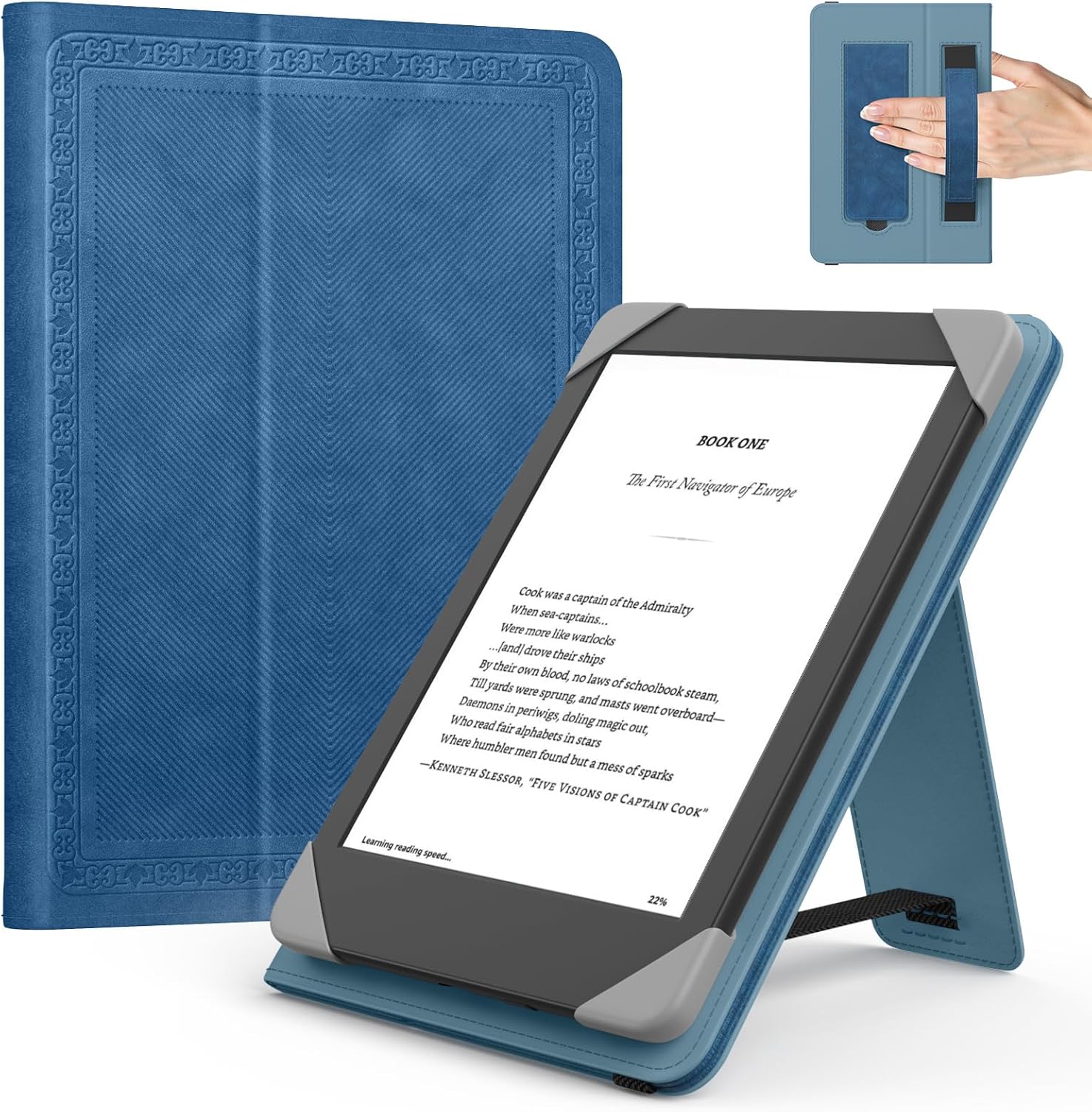 FUNDA UNIVERSAL PARA EREADERS Y TABLETS 6 PULGADAS MOKO AZUL VINTAGE - 1