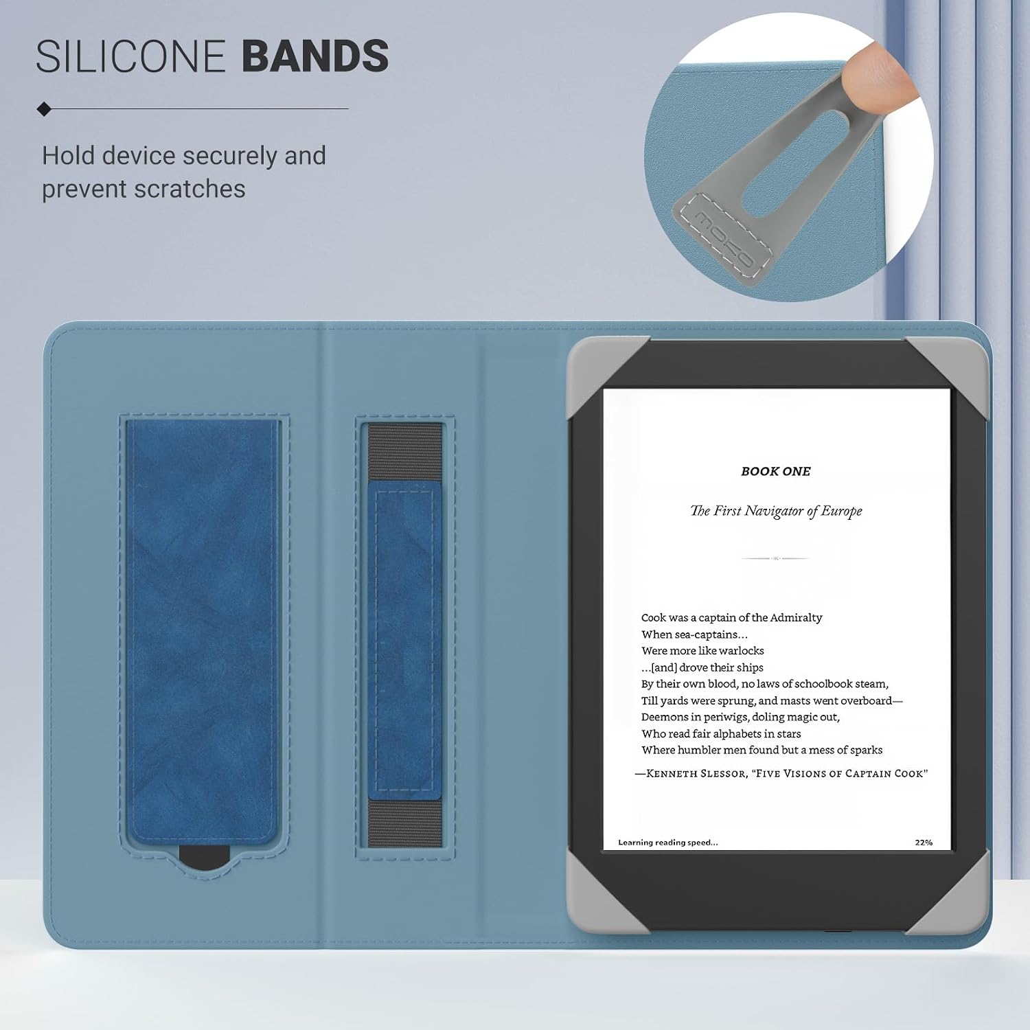 FUNDA UNIVERSAL PARA EREADERS Y TABLETS 6 PULGADAS MOKO AZUL VINTAGE - 3
