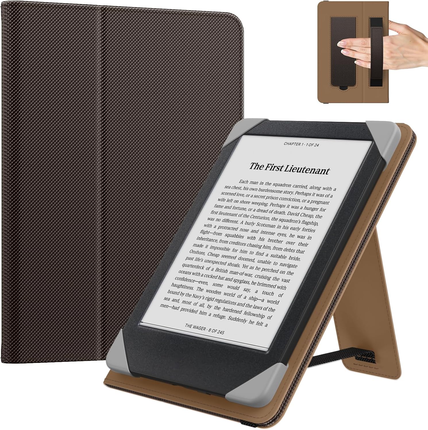 FUNDA UNIVERSAL MOKO PARA KINDLE Y TABLETS DE 6 PULGADAS COLOR CAFÉ OSCURO - 1