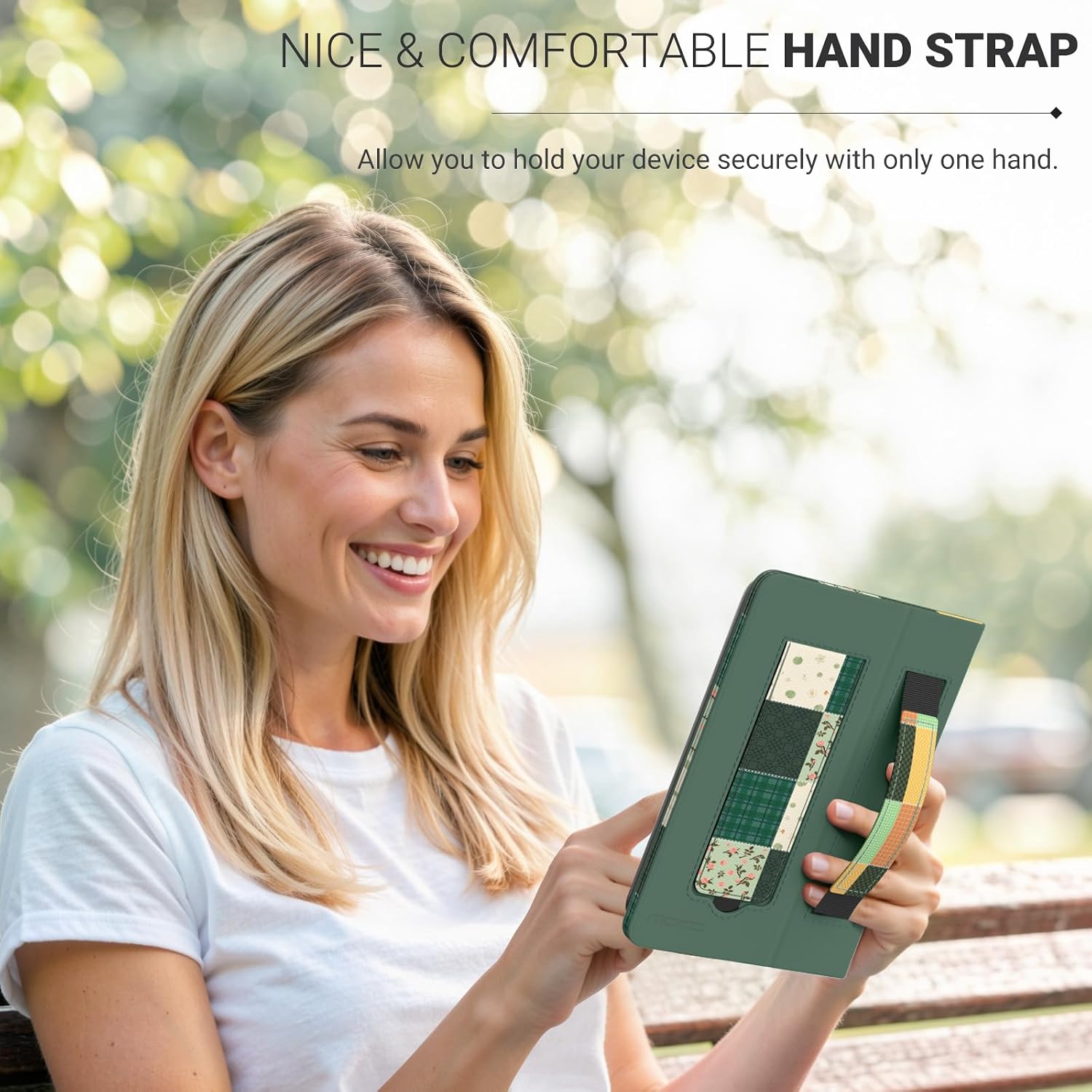 FUNDA UNIVERSAL MOKO PARA KINDLE Y TABLETS DE 6 PULGADAS DISEÑO PATCHWORK VERDE - 3