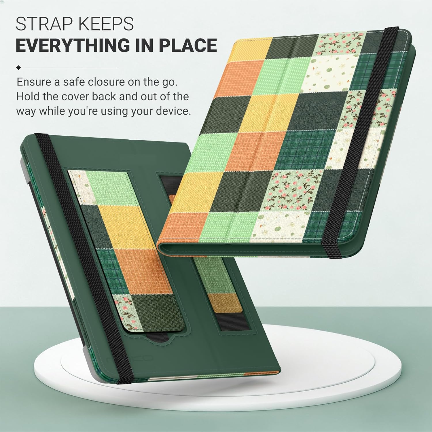 FUNDA UNIVERSAL MOKO PARA KINDLE Y TABLETS DE 6 PULGADAS DISEÑO PATCHWORK VERDE - 5