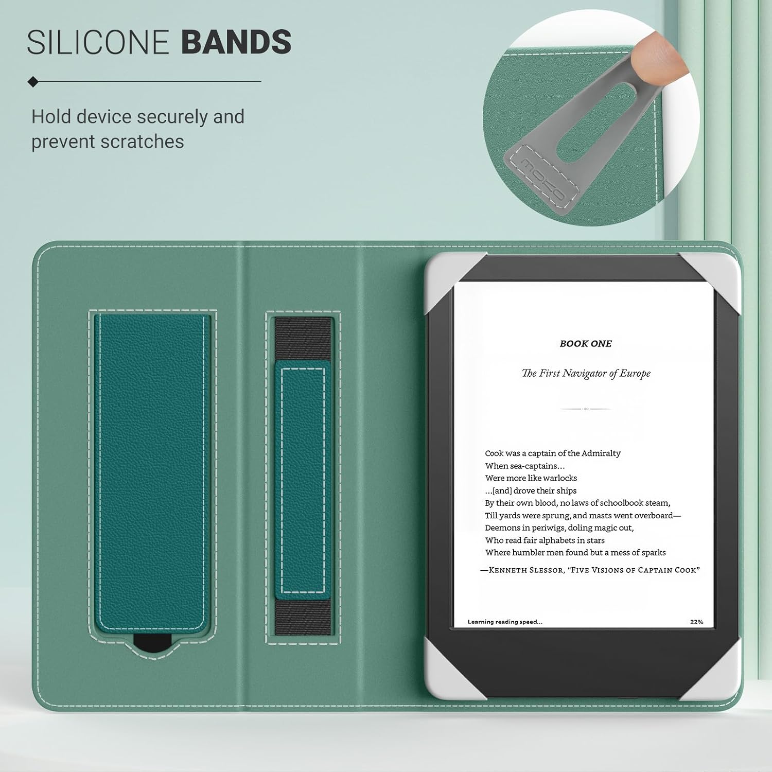 FUNDA UNIVERSAL PARA TABLETS Y EREADERS 6 PULGADAS MOKO VERDE JADE - 3