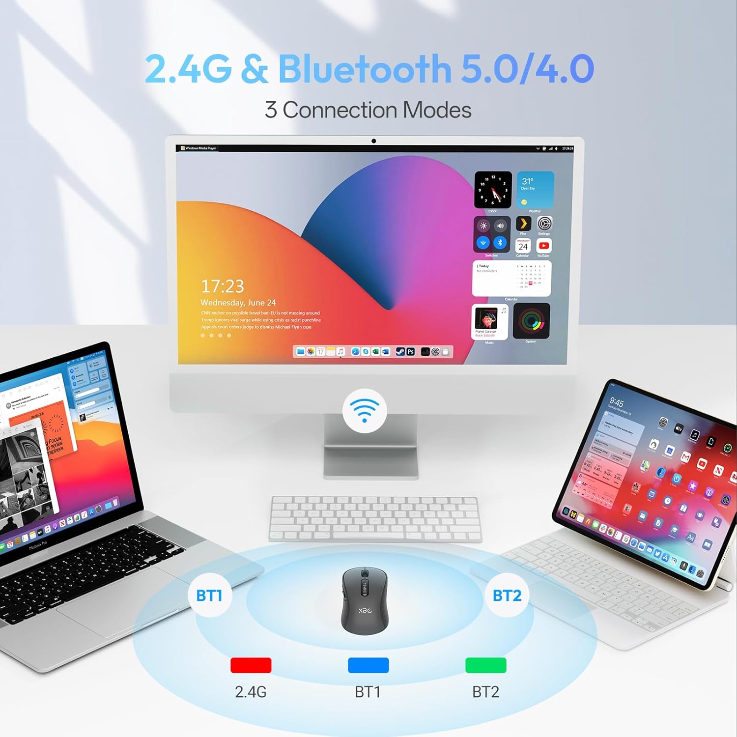 MOUSE INALÁMBRICO XBG B15PRO TRI-MODE CON PANTALLA LED PARA LAPTOP - 3