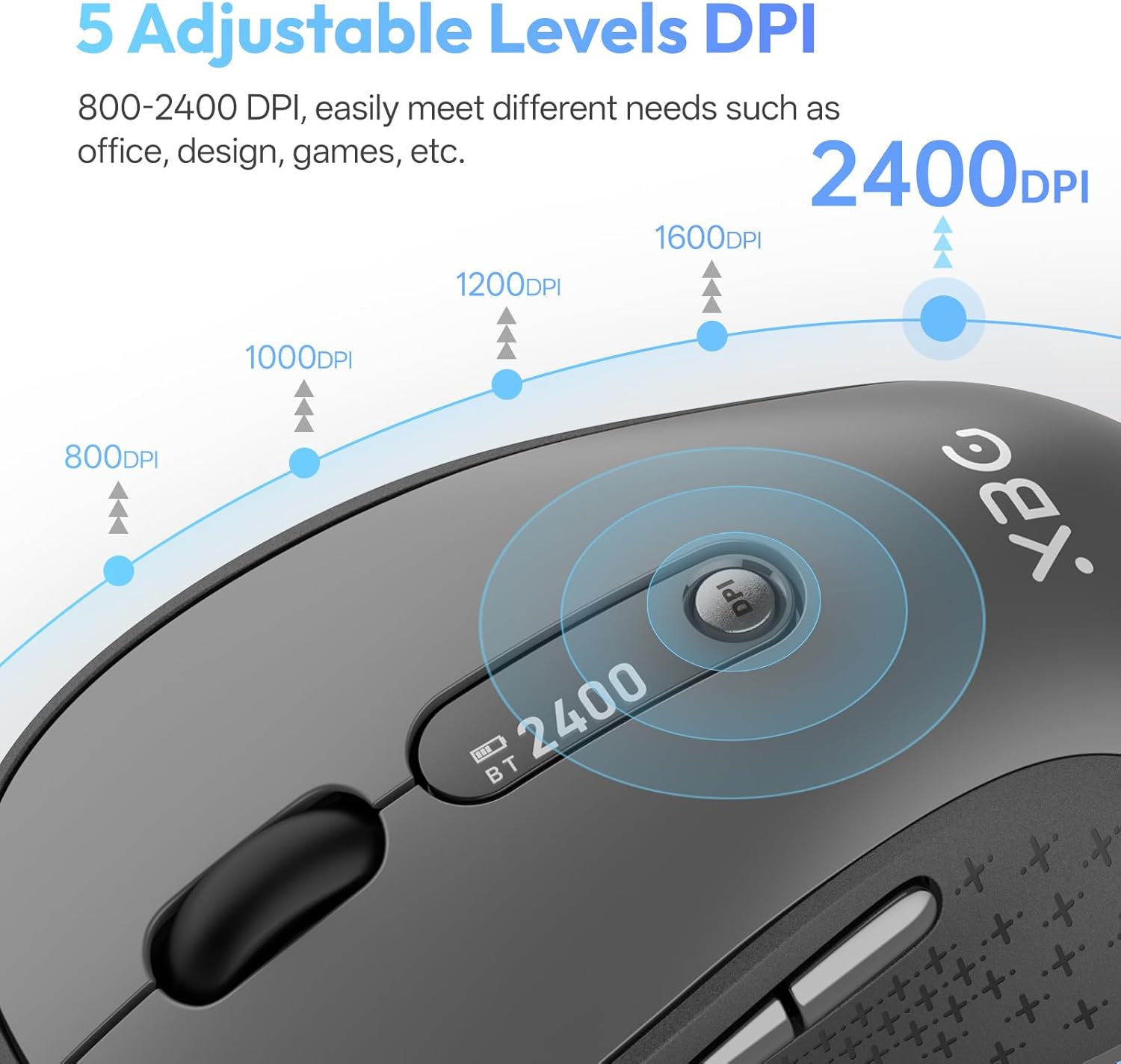 MOUSE INALÁMBRICO XBG B15PRO TRI-MODE CON PANTALLA LED PARA LAPTOP - 4
