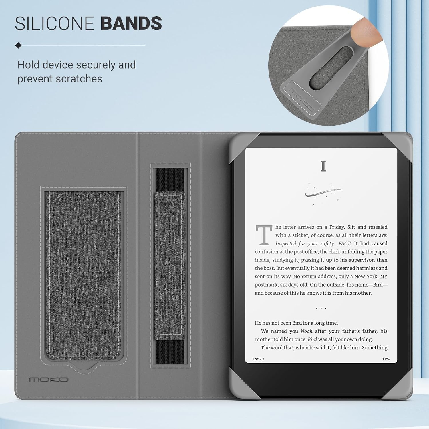 FUNDA UNIVERSAL MOKO PARA EREADERS Y TABLETS 6.8-7 PULGADAS PAPERWHITE GRIS/NEGRO - 3
