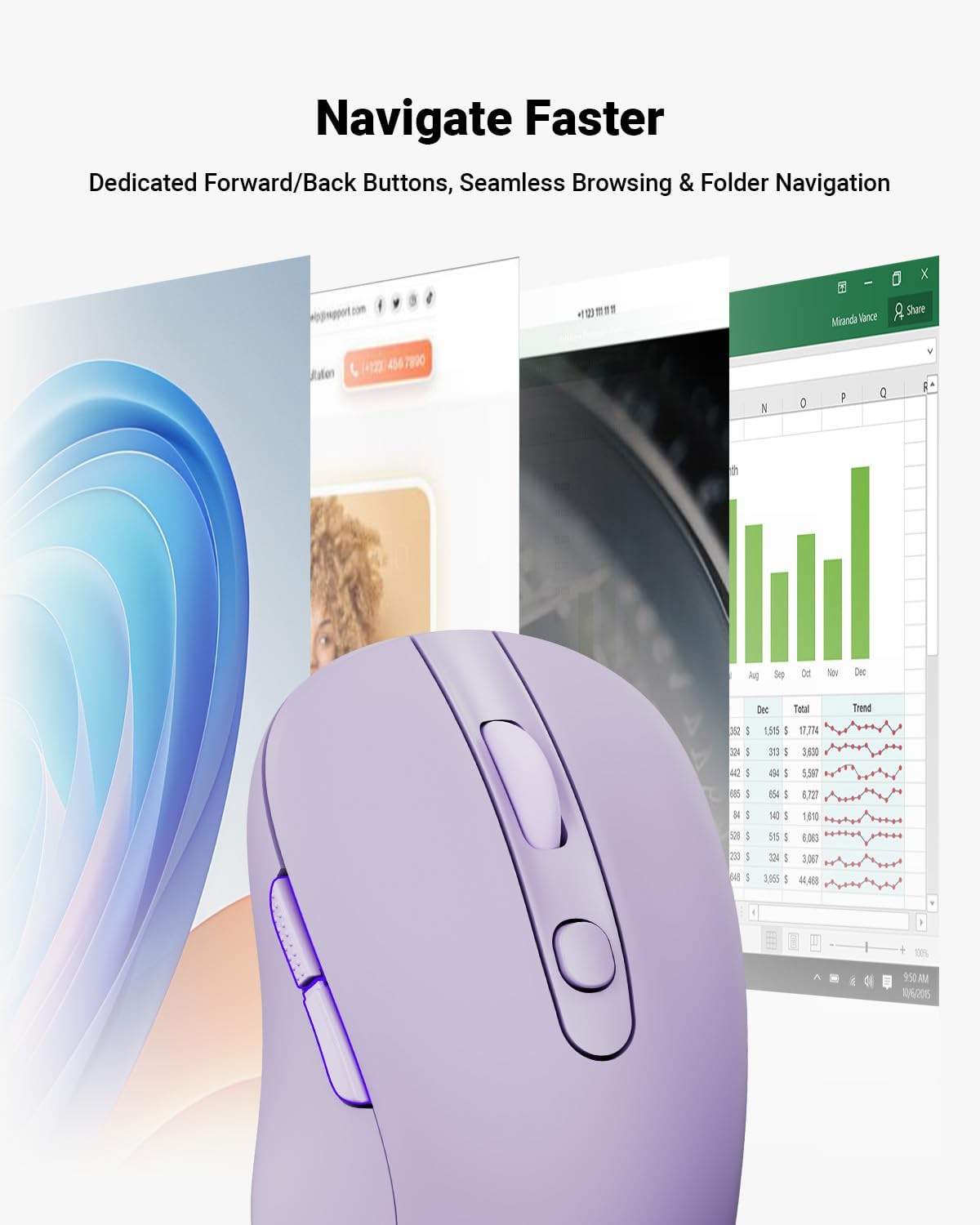 MOUSE INALÁMBRICO USB WEGEAR MW16 MORADO - 4
