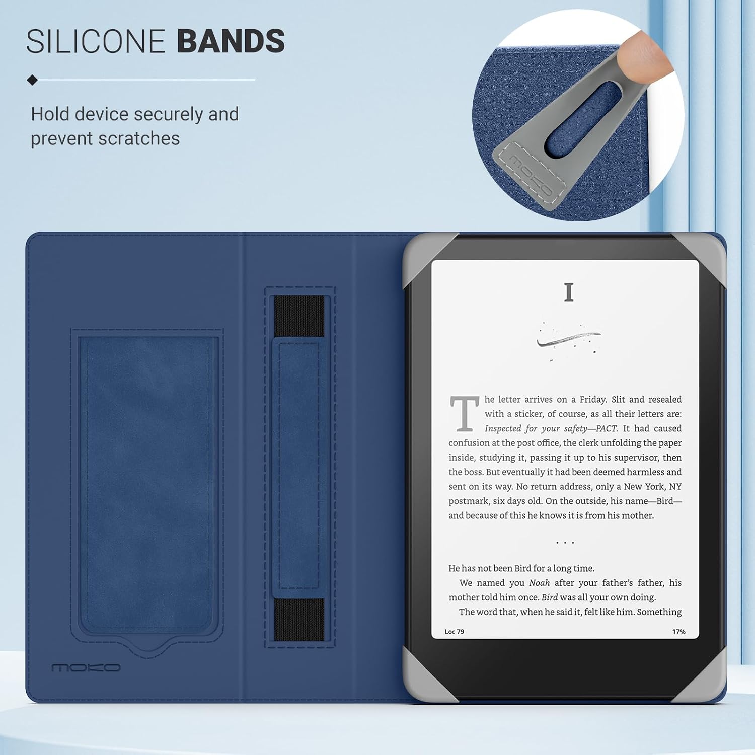 FUNDA UNIVERSAL MOKO PARA EREADERS Y TABLETS 6.8-7 PULGADAS AZUL GRIS - 3