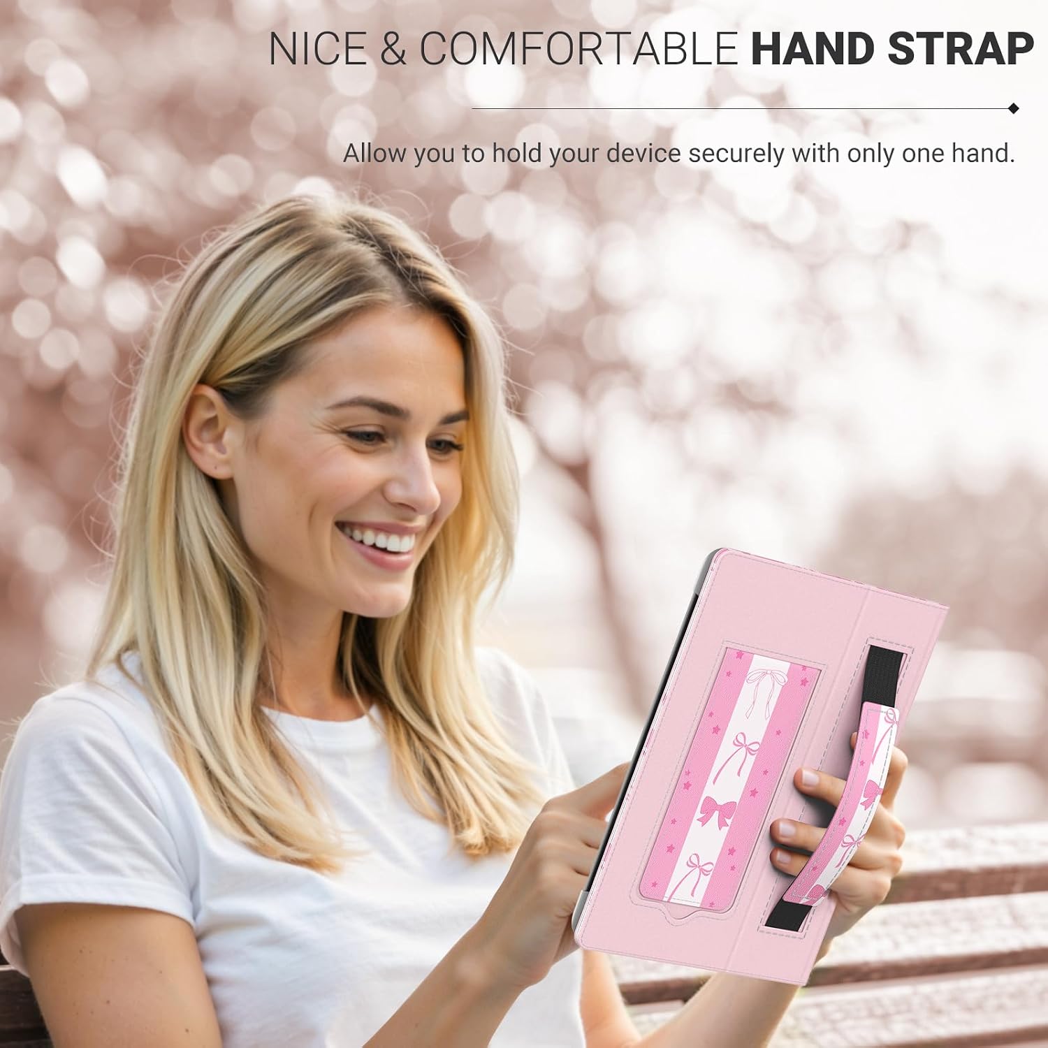 FUNDA UNIVERSAL MOKO PARA EREADERS Y TABLETS 6.8-7 PULGADAS PAPERWHITE COLOR ROSA CON MOÑO - 4