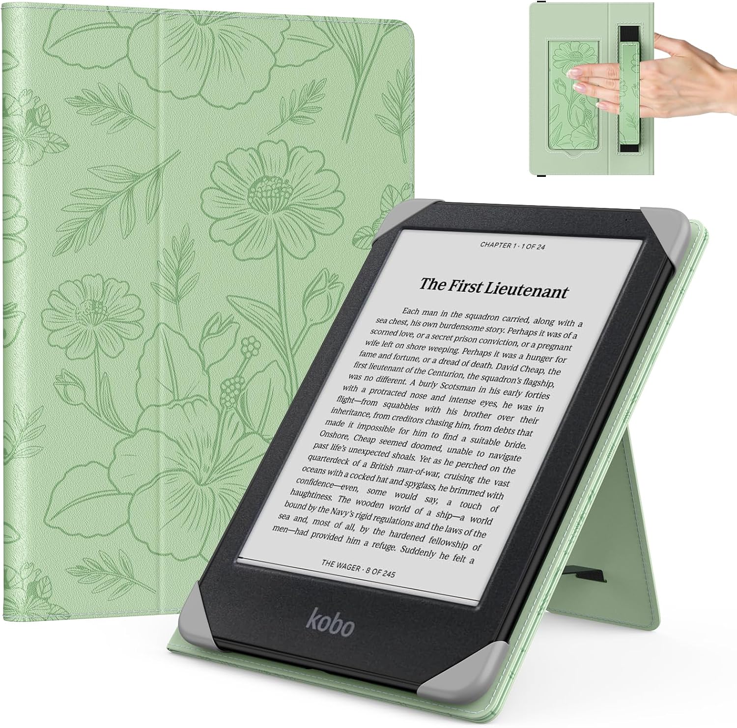FUNDA UNIVERSAL MOKO PARA EREADERS Y TABLETS 6.8-7 PULGADAS LÍNEAS FLORALES - 1
