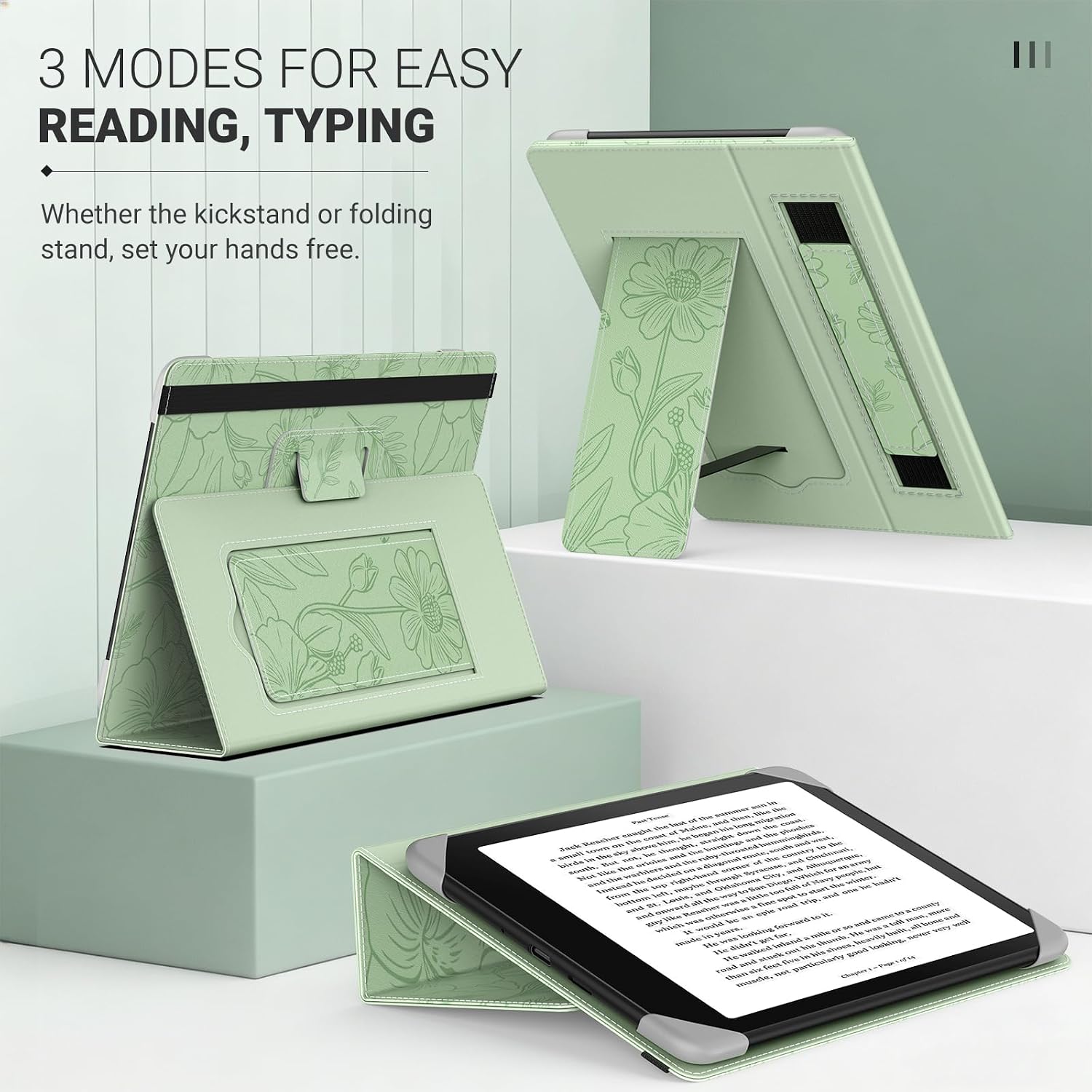 FUNDA UNIVERSAL MOKO PARA EREADERS Y TABLETS 6.8-7 PULGADAS LÍNEAS FLORALES - 3